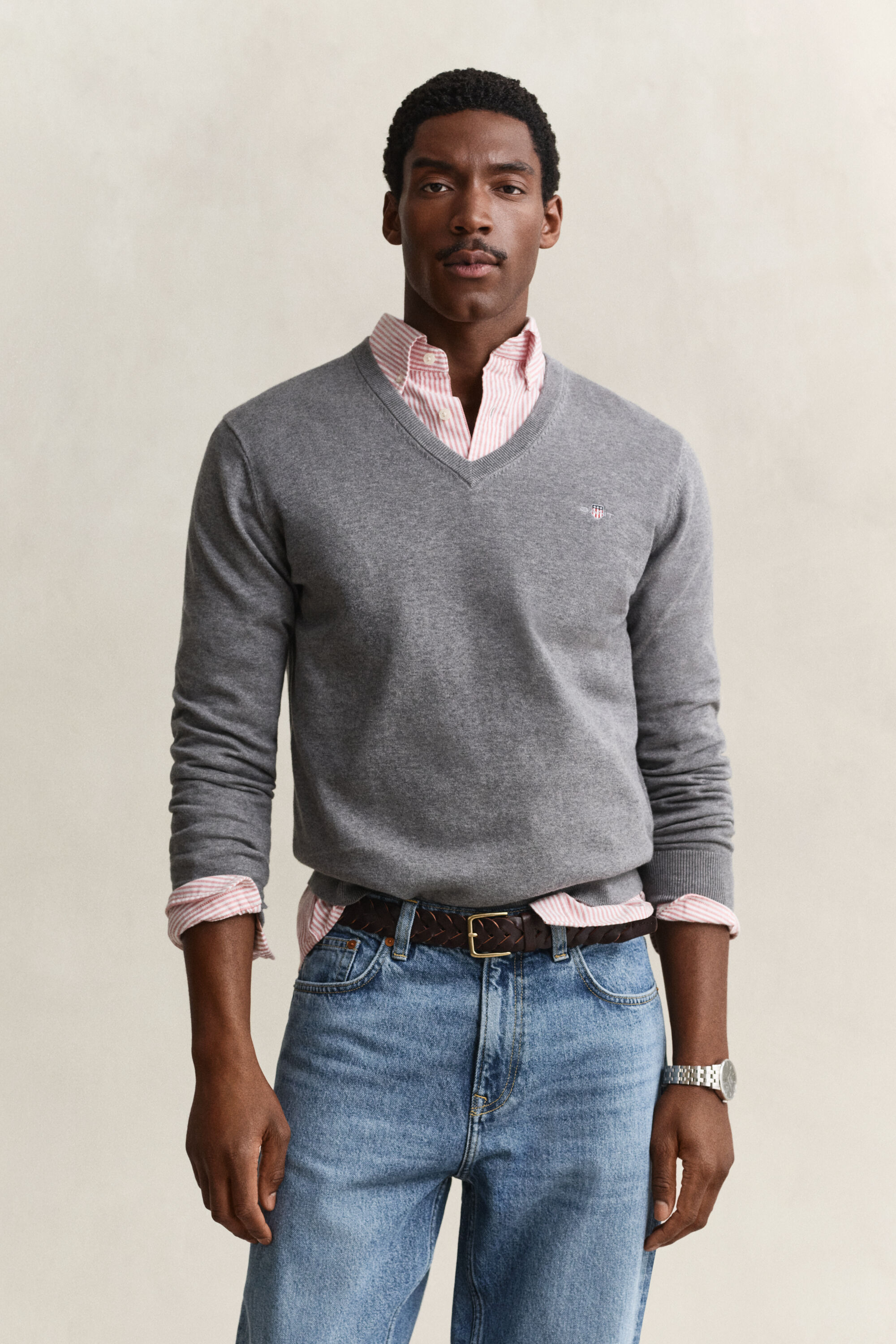 V-Neck Pullover aus Baumwolle