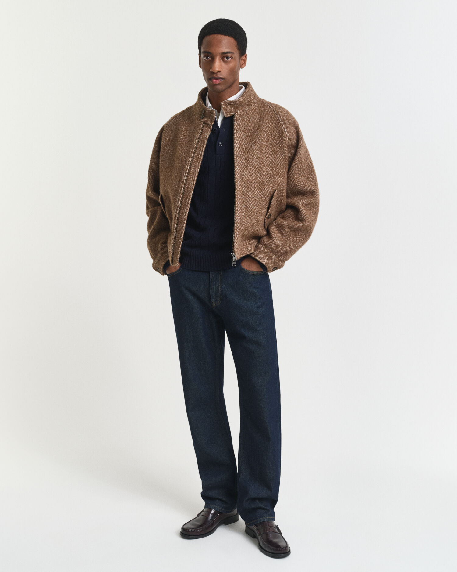 Lambswool Zopfstrick Polopullover