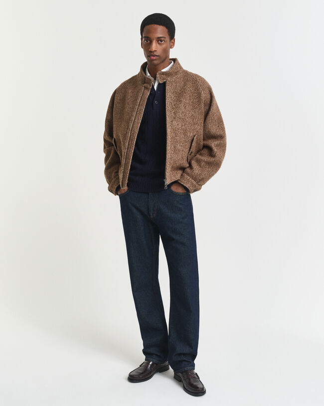 Lambswool Zopfstrick Polopullover