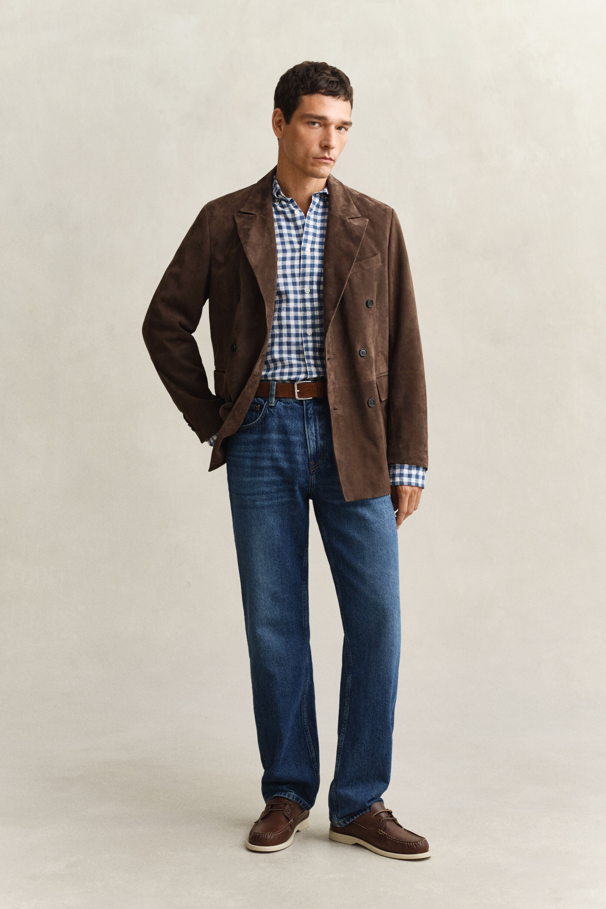 Gingham Hemd aus Leinenmix