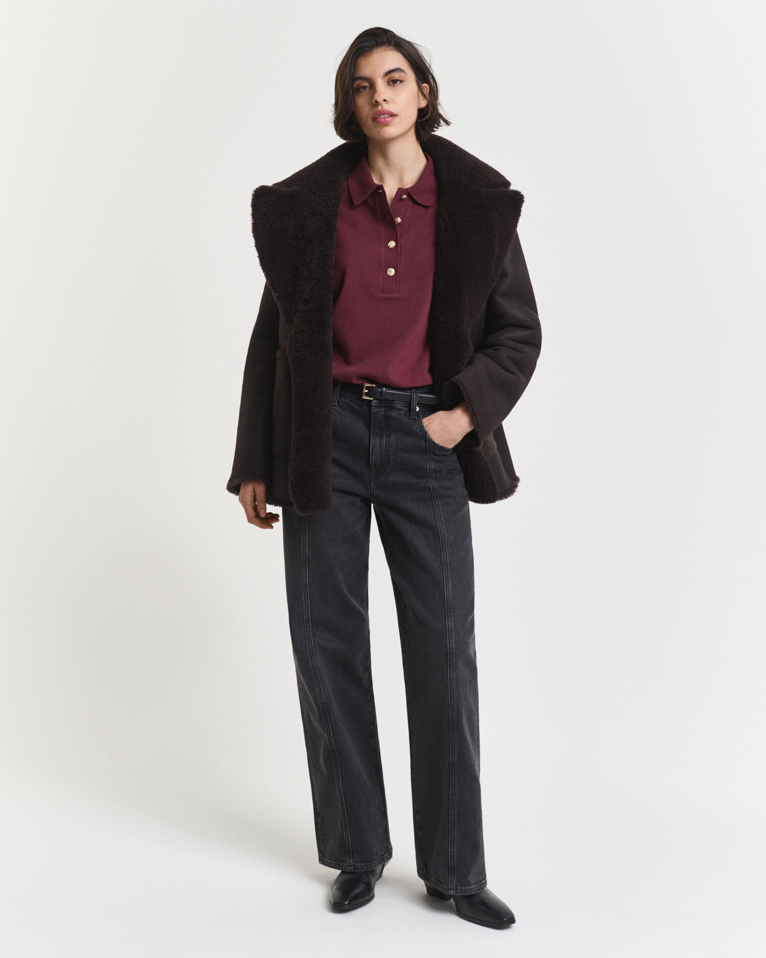 Langarm-Poloshirt aus Piqué