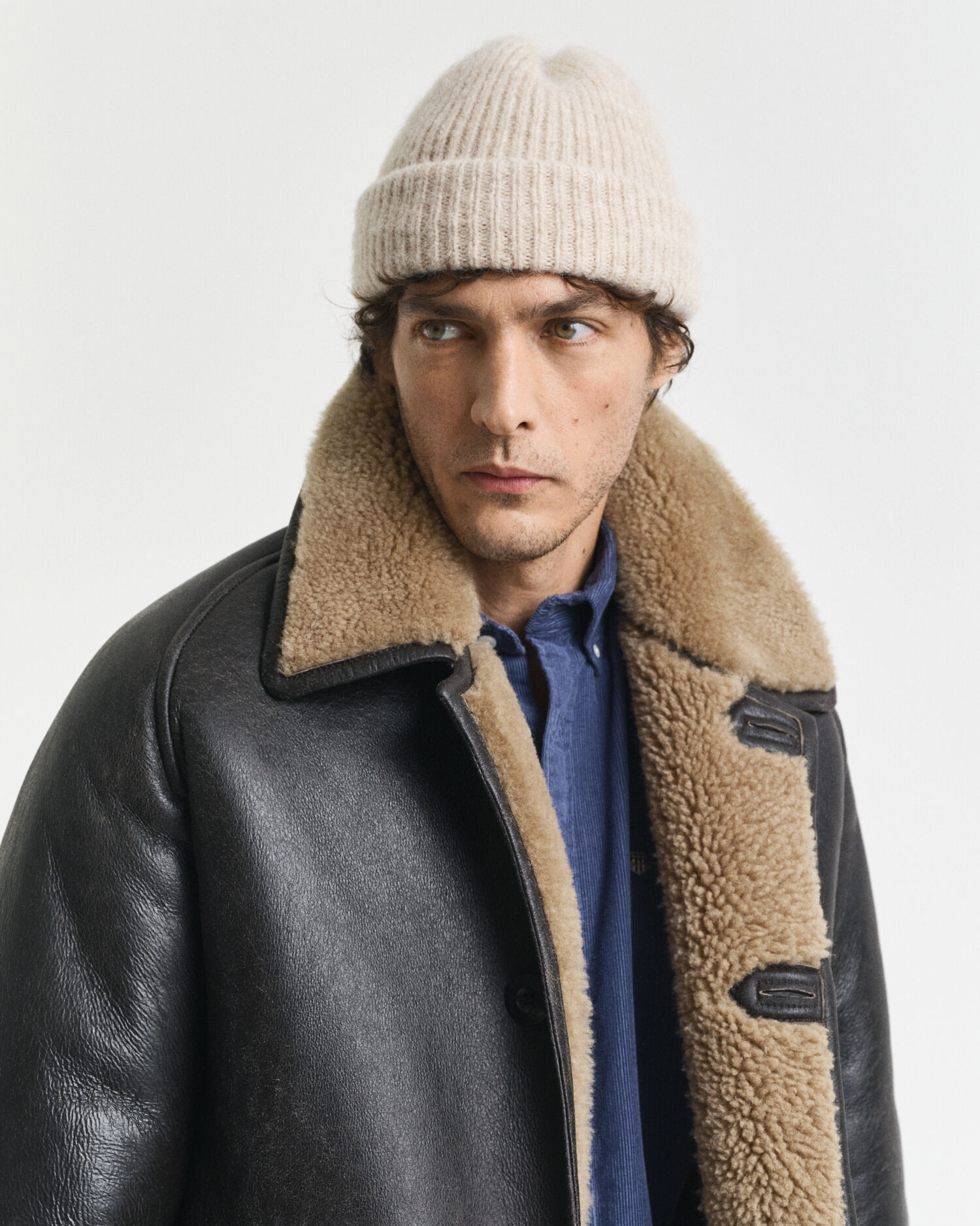 Gerippte Beanie aus Alpakawollmix