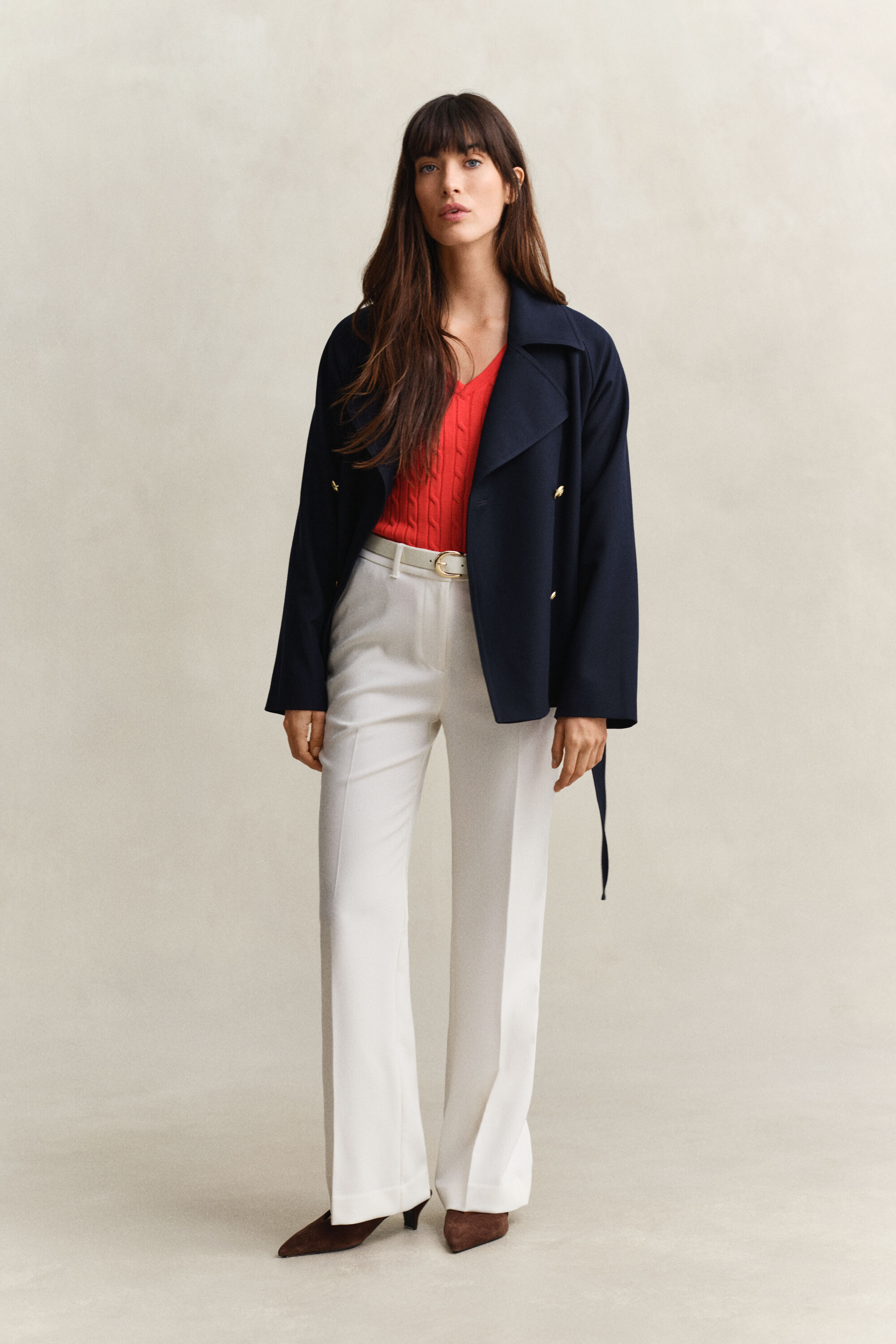 V-Neck Pullover mit Zopfmuster