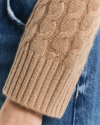 Zopfstrick Rundhalspullover aus Kaschmir