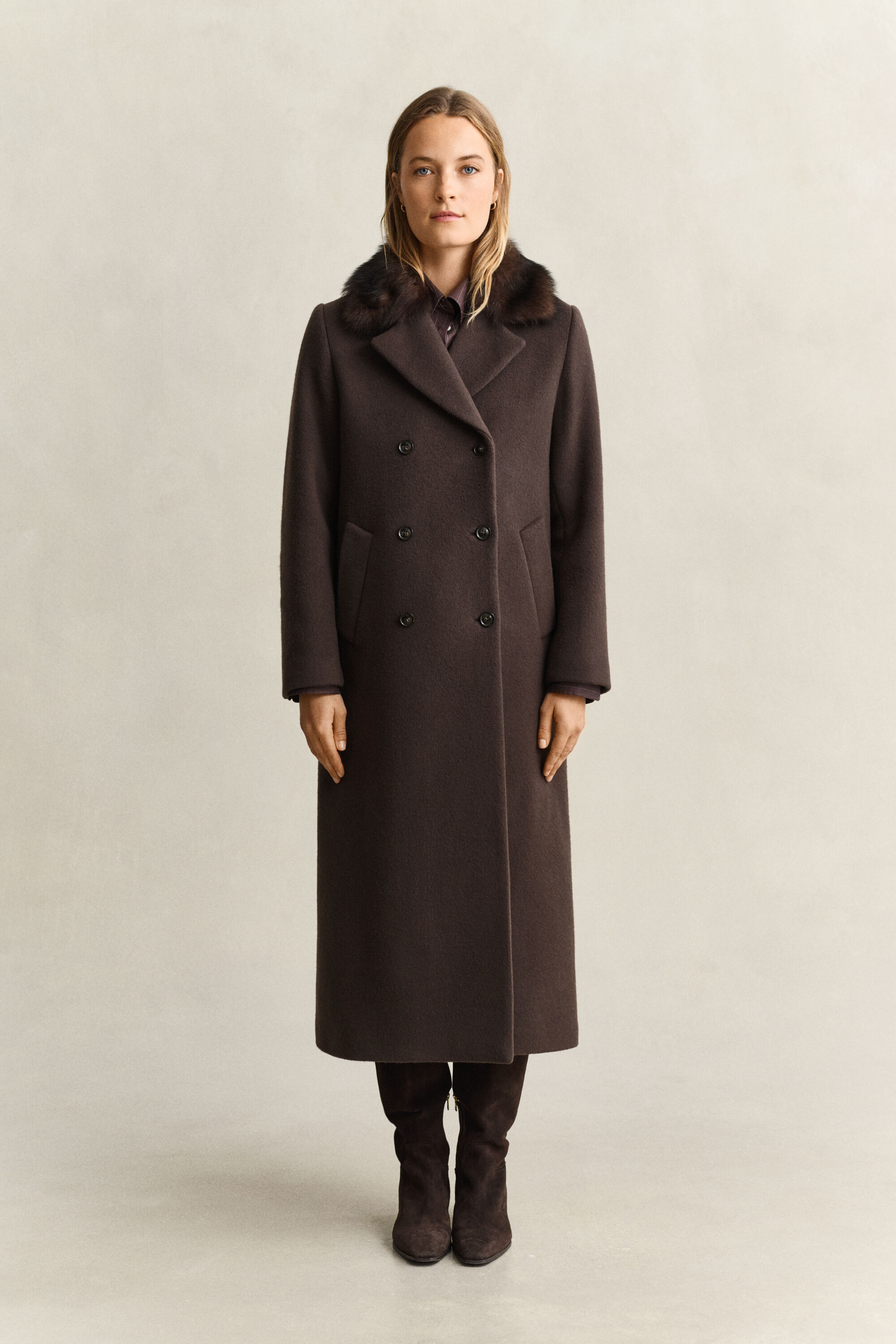 Mantel mit Shearling-Kragen