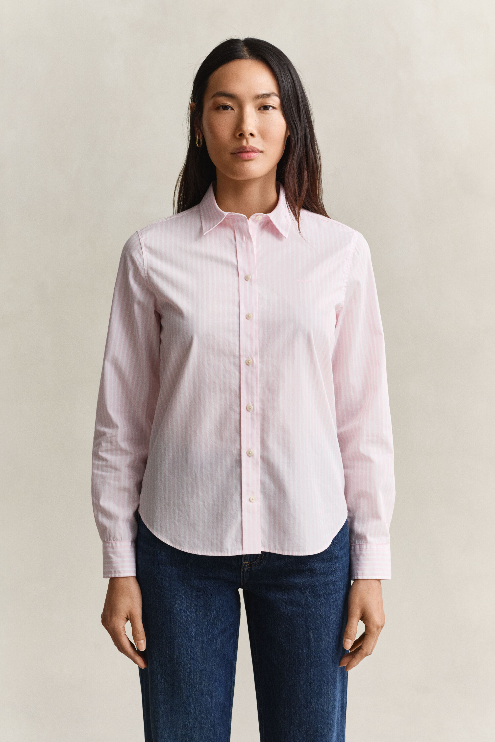 Popeline-Bluse im Regular Fit mit Streifen