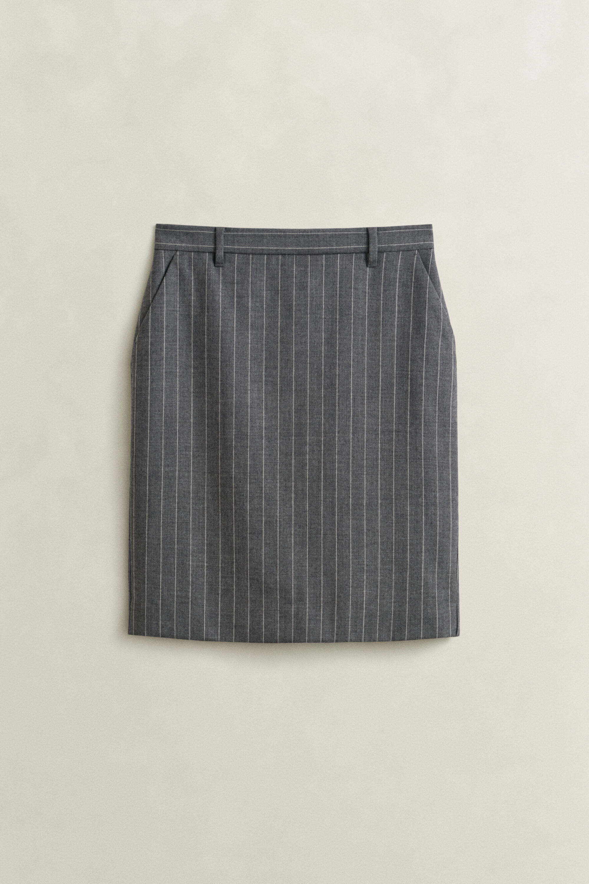 Pinstripe Bleistiftrock aus Wolle