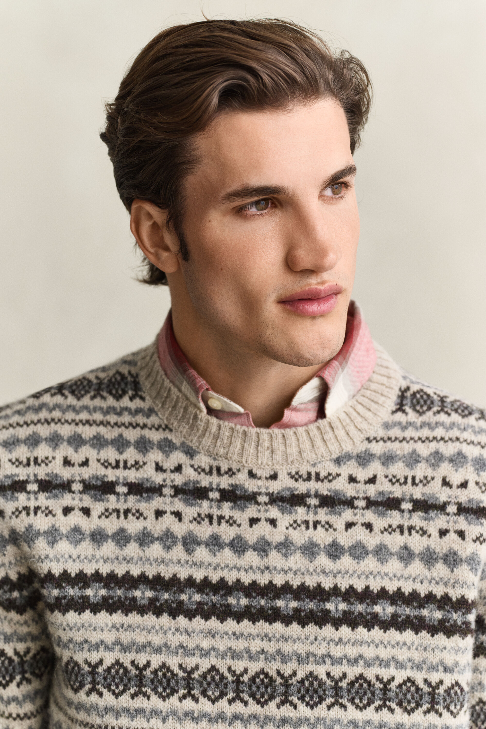 Jacquard-Pullover aus gekämmter Wolle