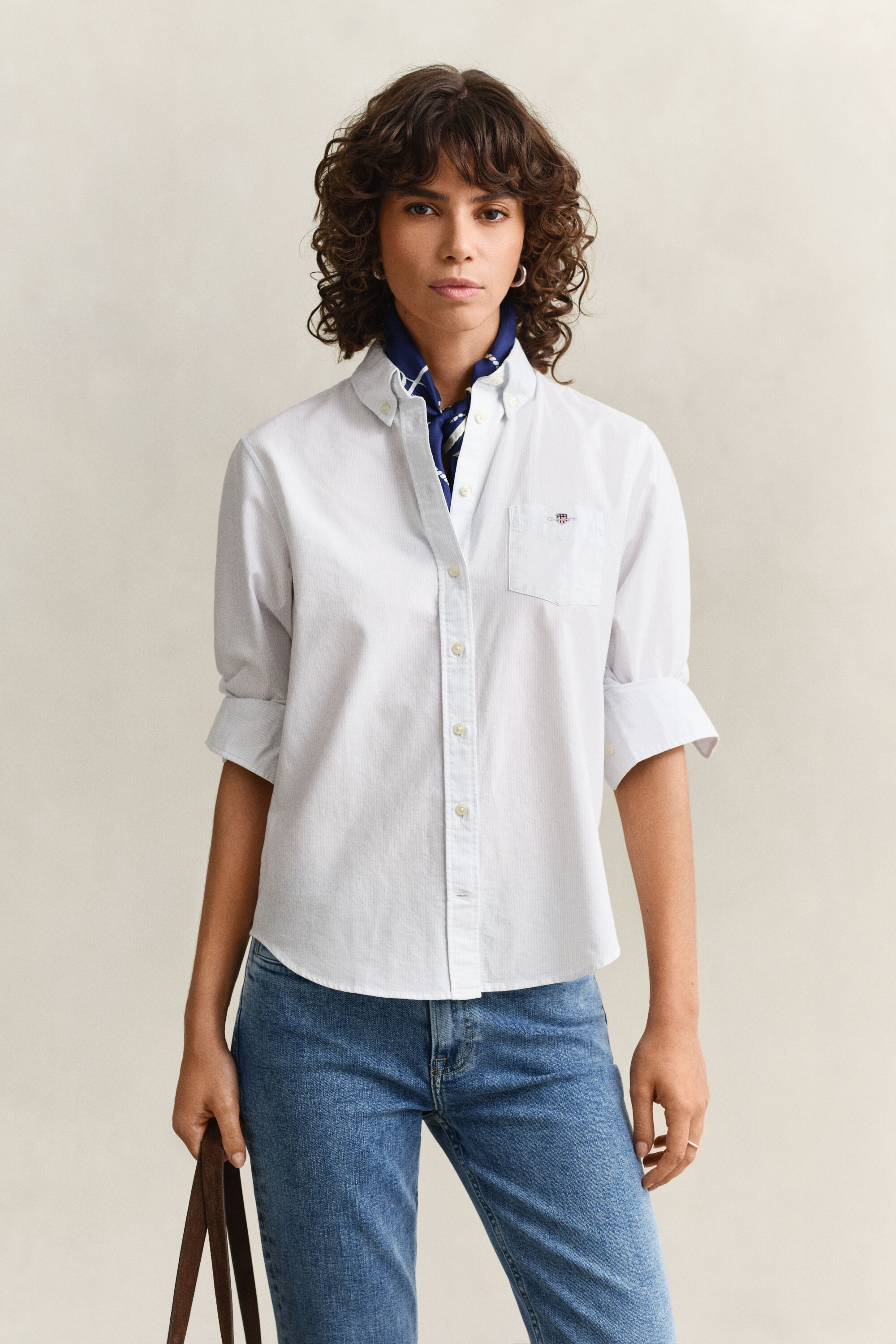 Regular Fit Classic Oxford-Bluse mit Streifen