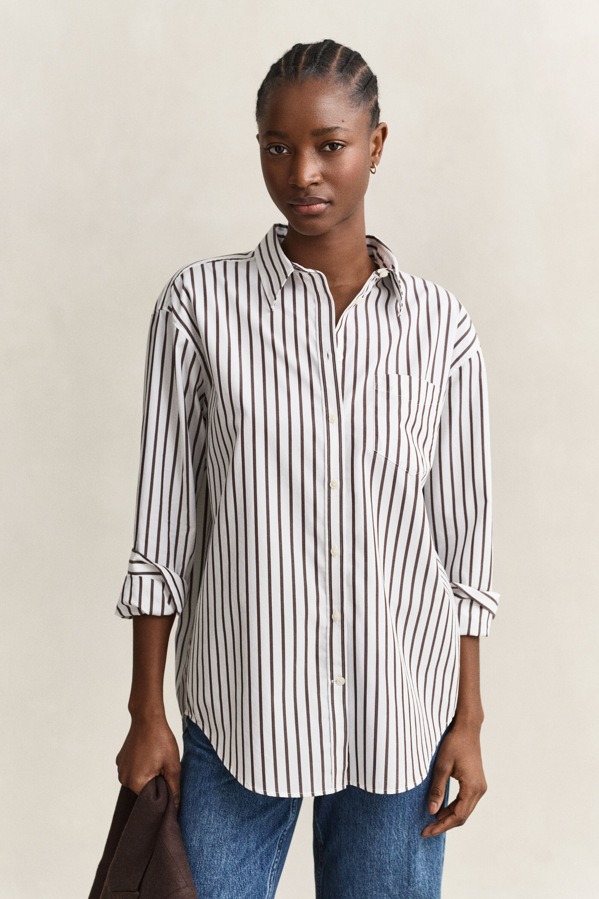 Relaxed Fit Classic Popeline-Bluse mit Streifen