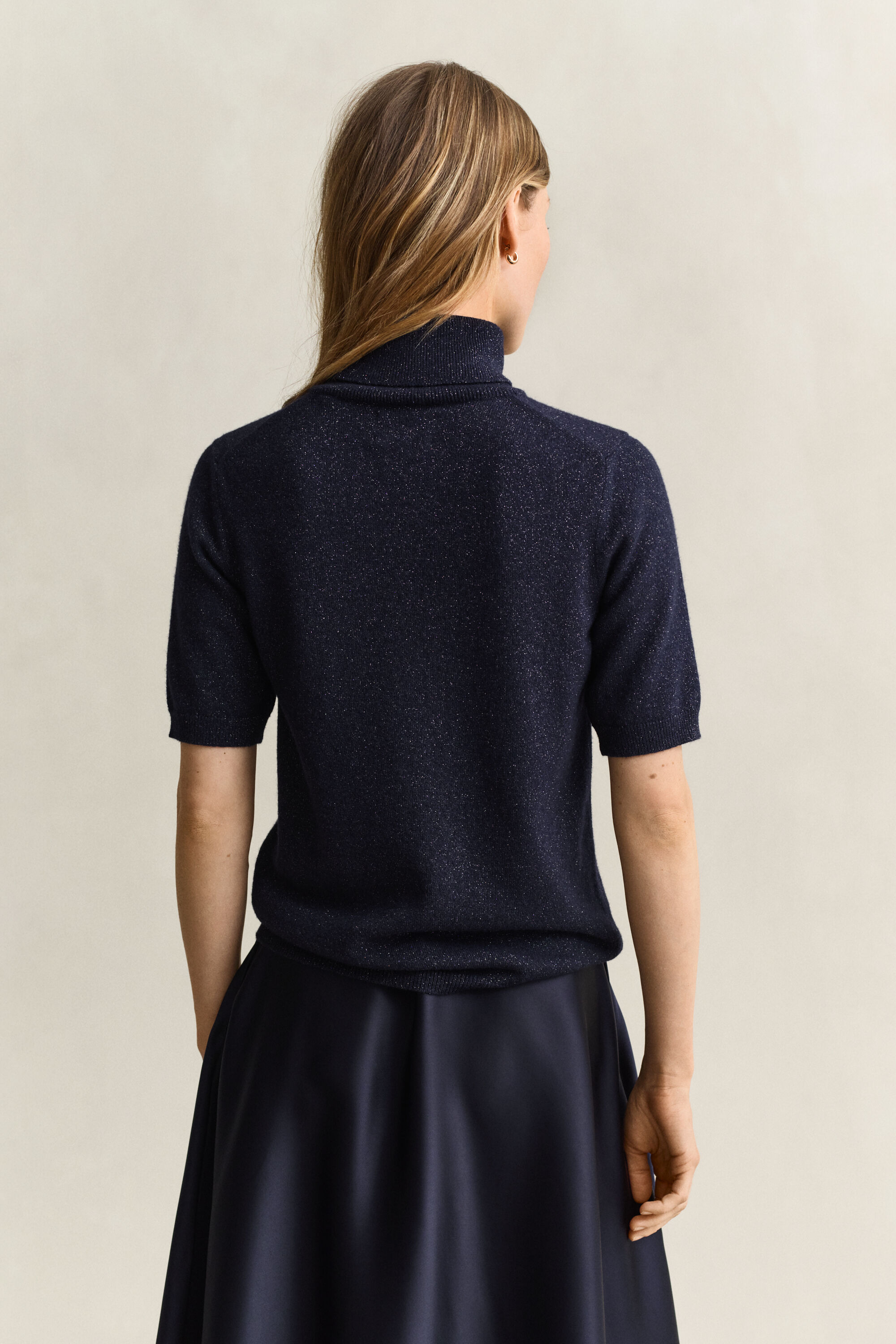 Rollkragenpullover aus Metallic-Wollgemisch