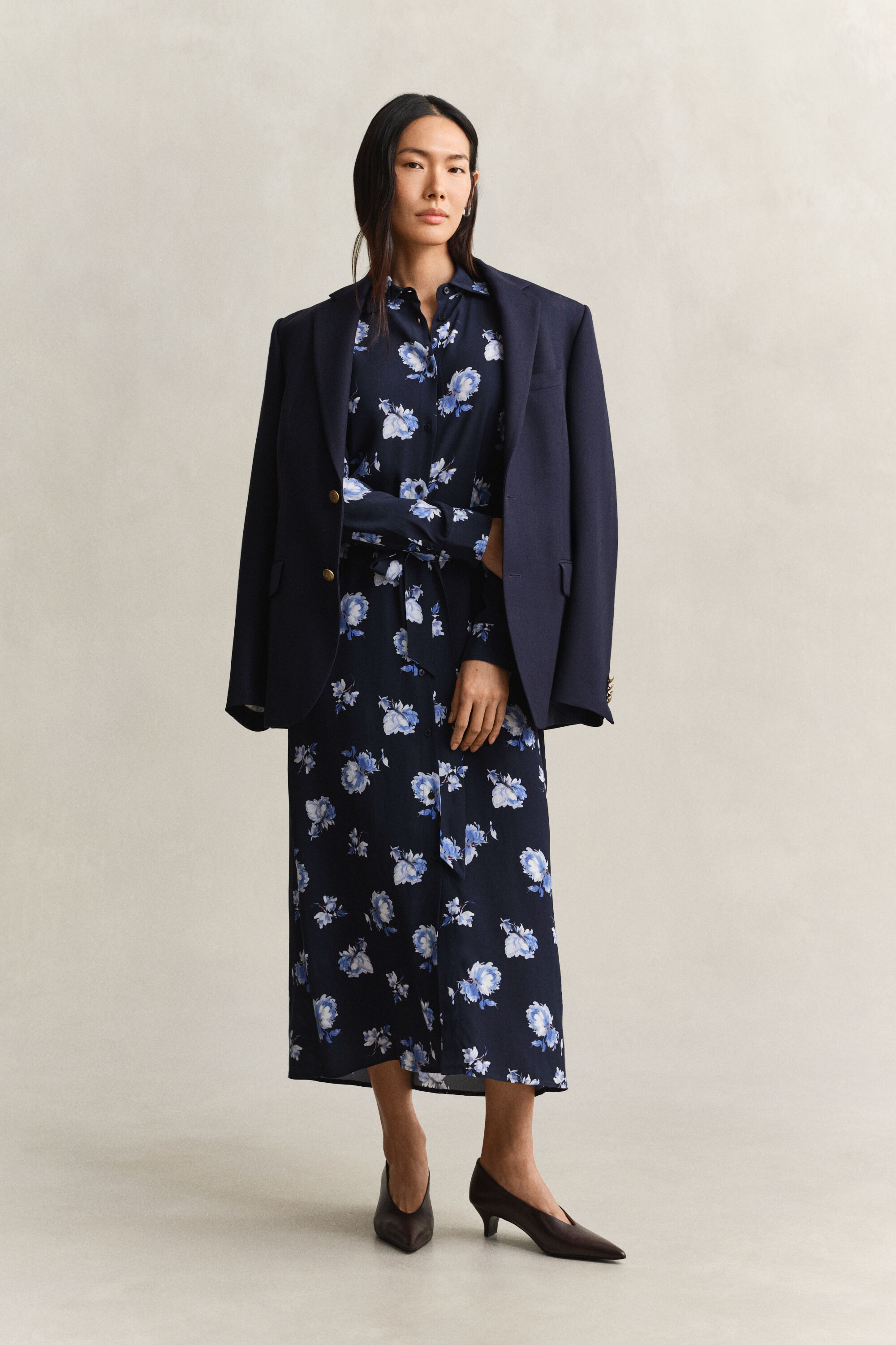 Hemdblusenkleid mit Blumen-Print