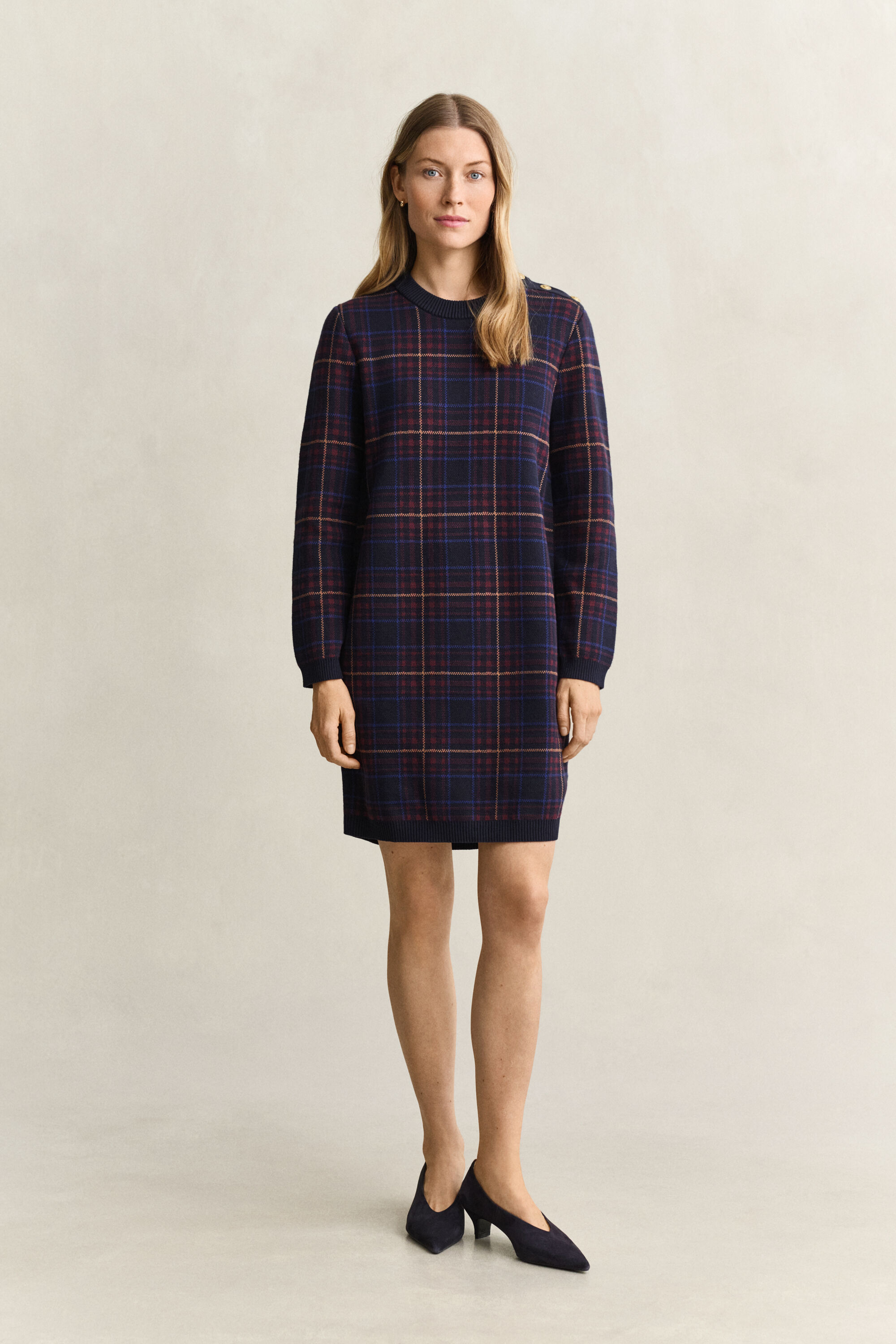 Kariertes Strickkleid
