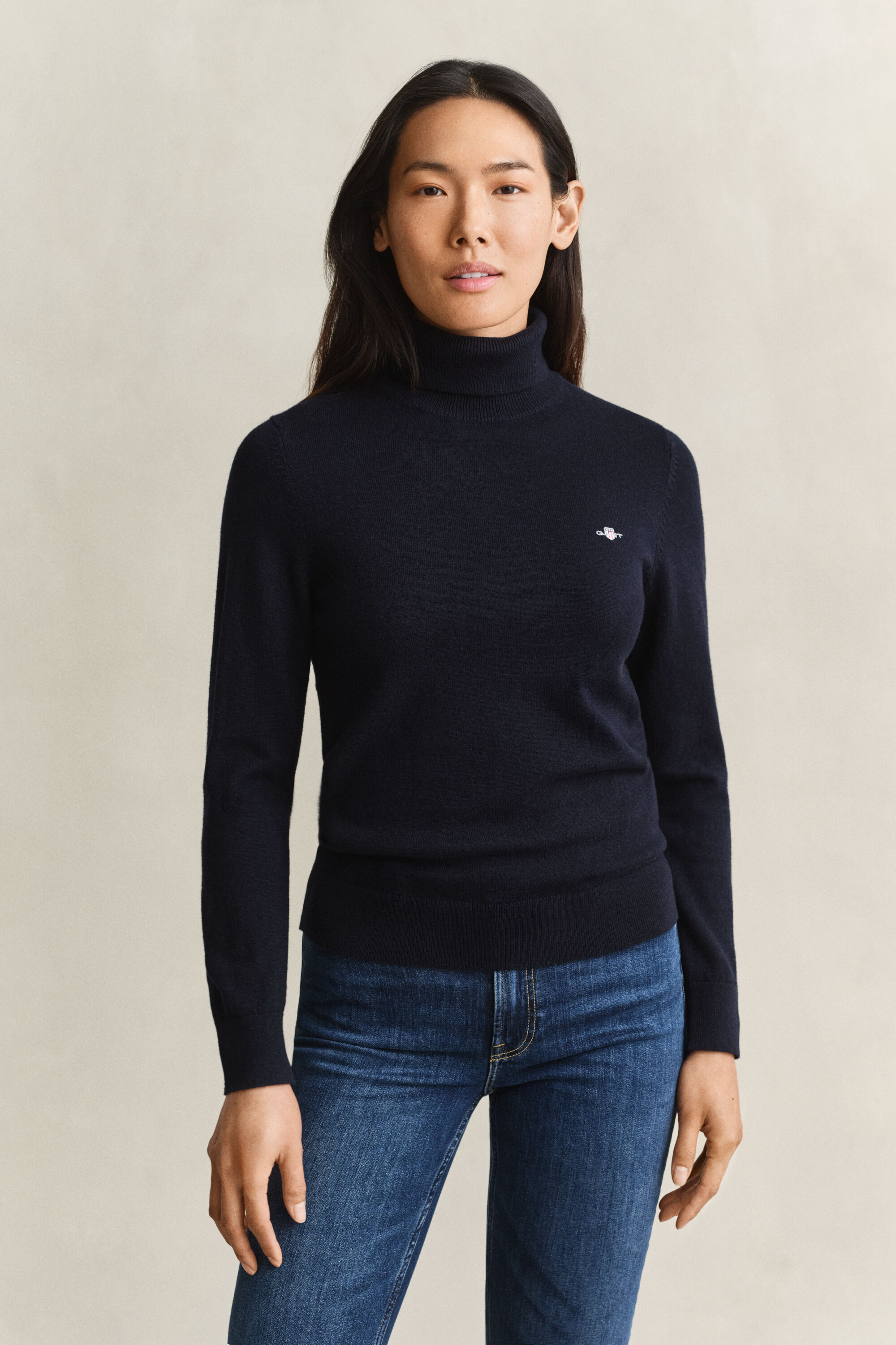 Rollkragenpullover aus Wolle und Biobaumwolle