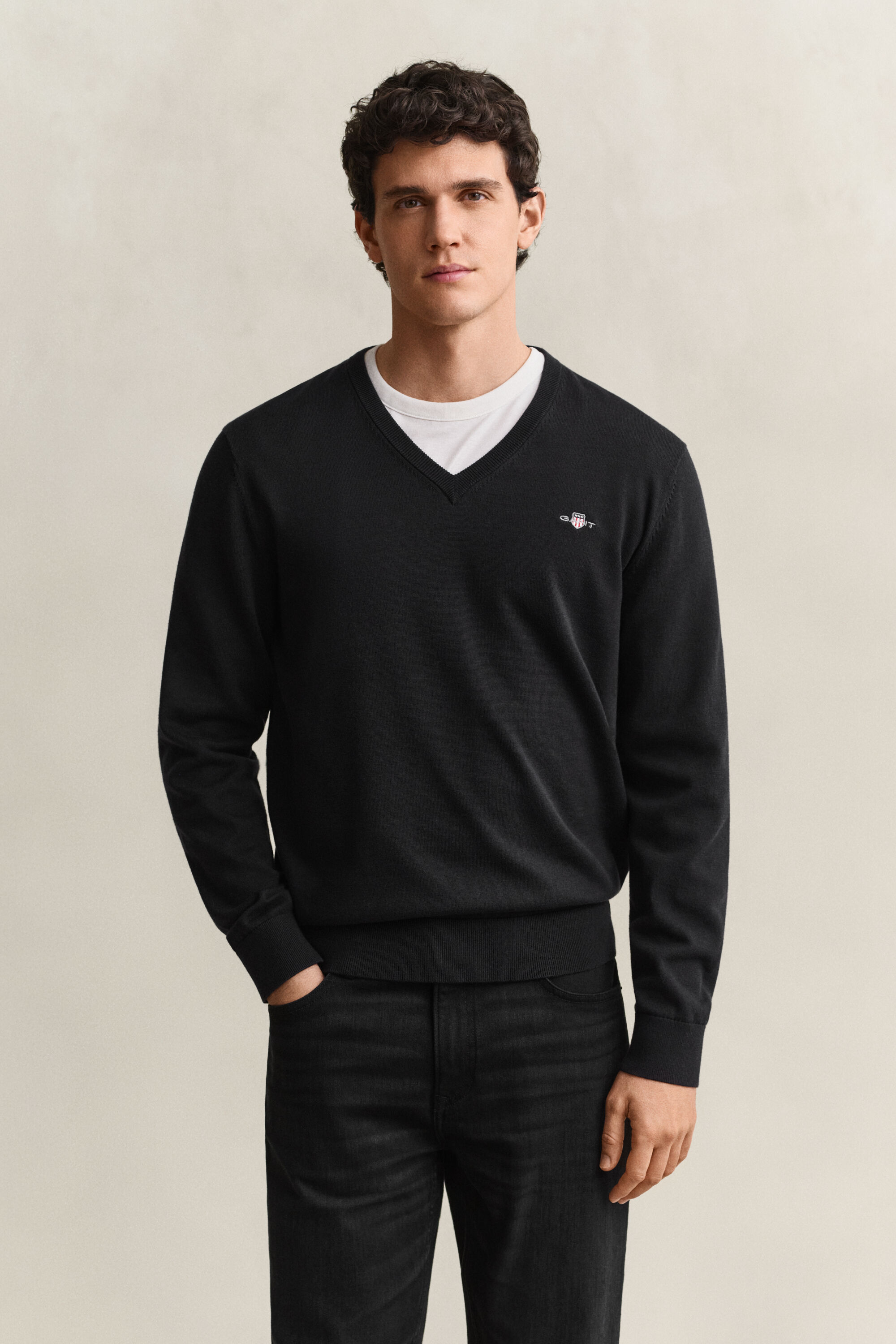Klassischer V-Neck Pullover aus Baumwolle