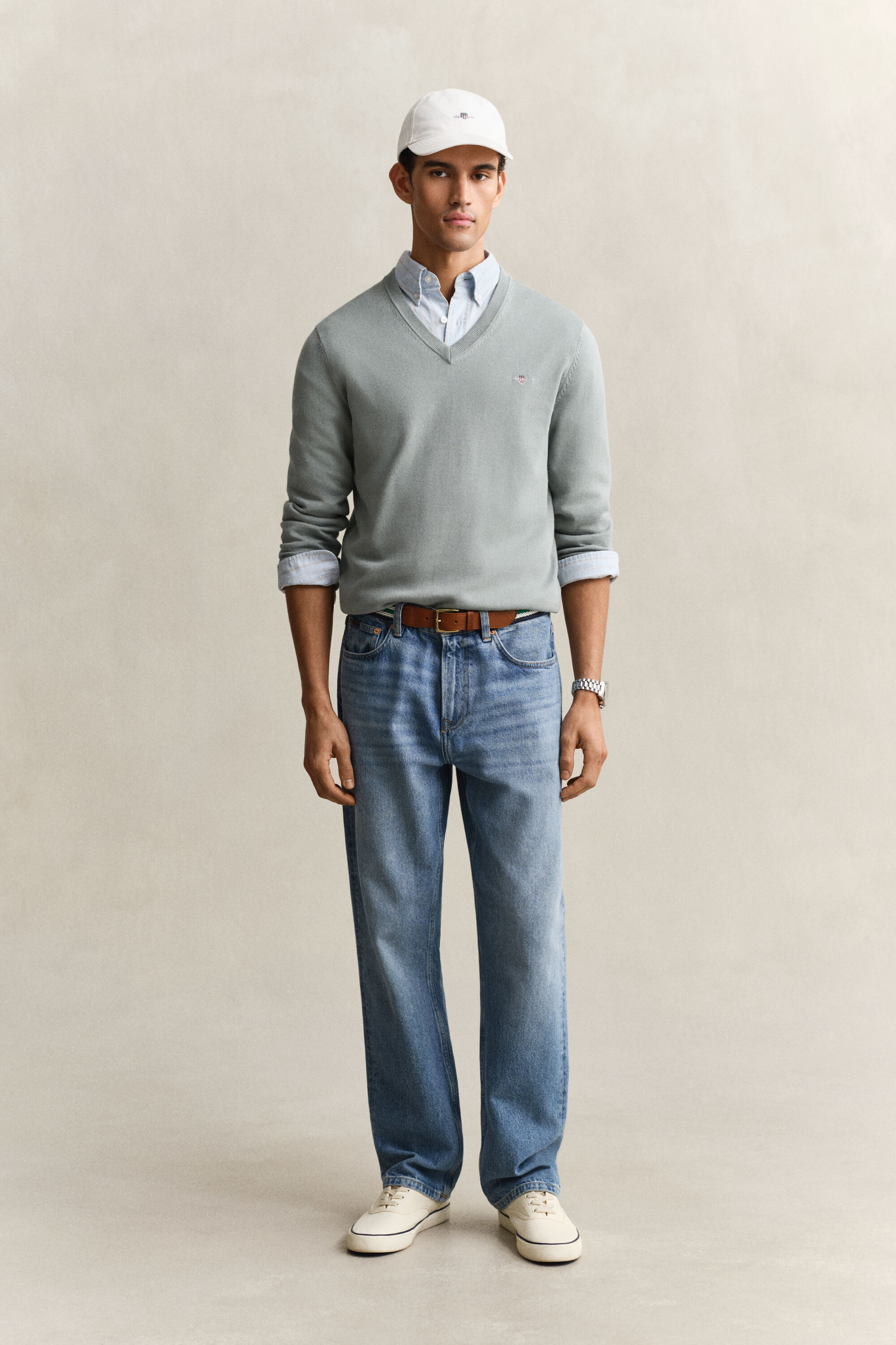 Klassischer V-Neck Pullover aus Baumwolle