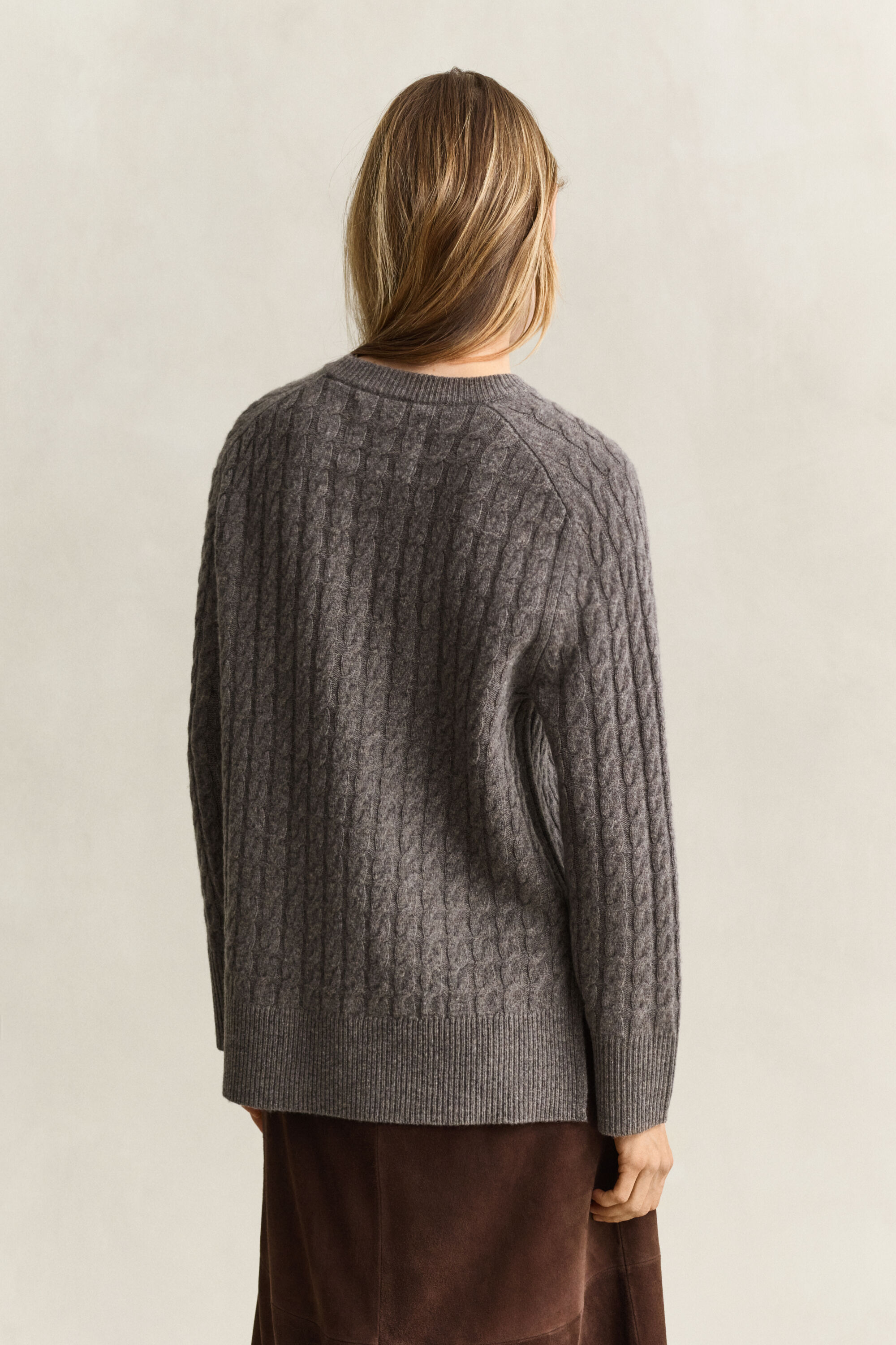 Zopfstrickpullover aus Woll-Kaschmir-Mix