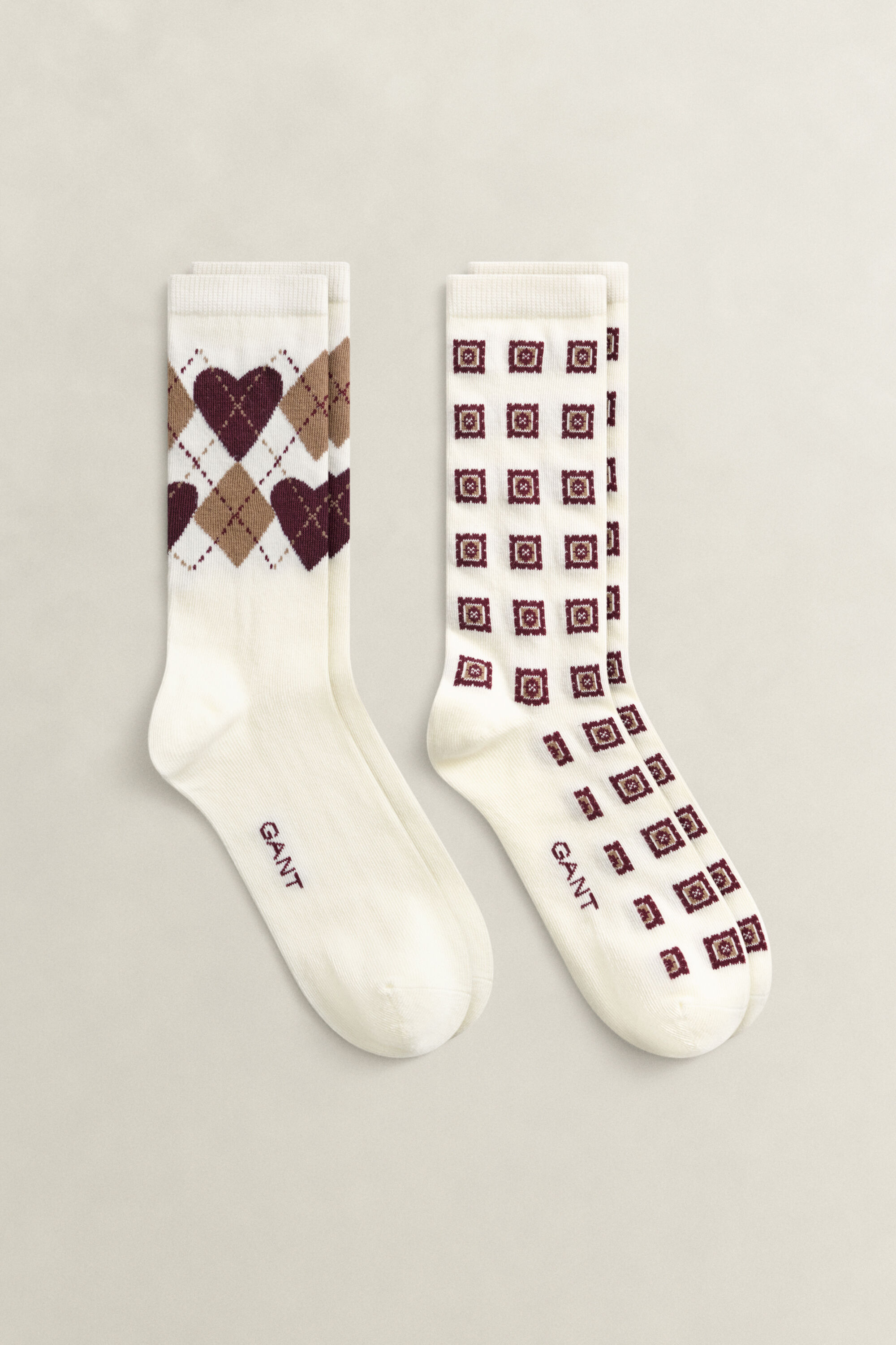 Zweierpack Socken mit Argyle-Herz in Geschenkbox