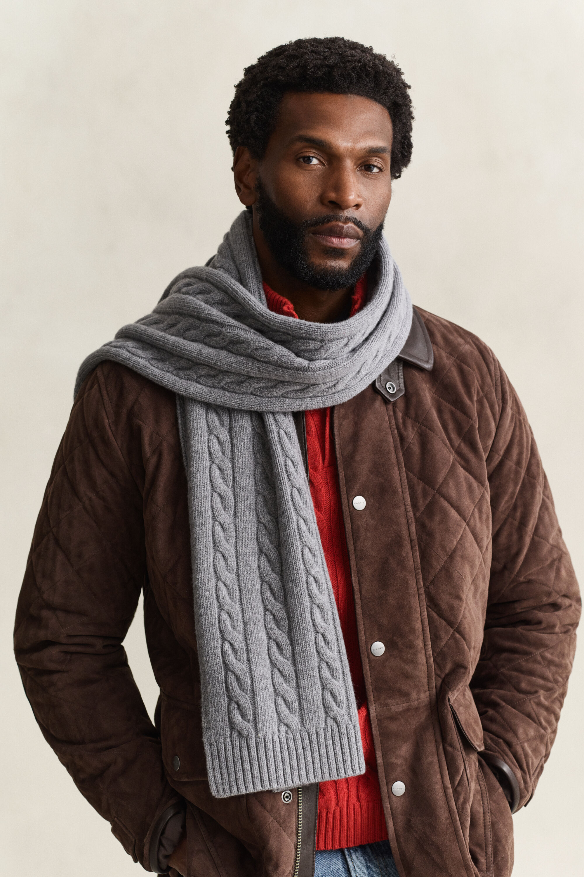 Zopfstrick-Schal aus Lambswool