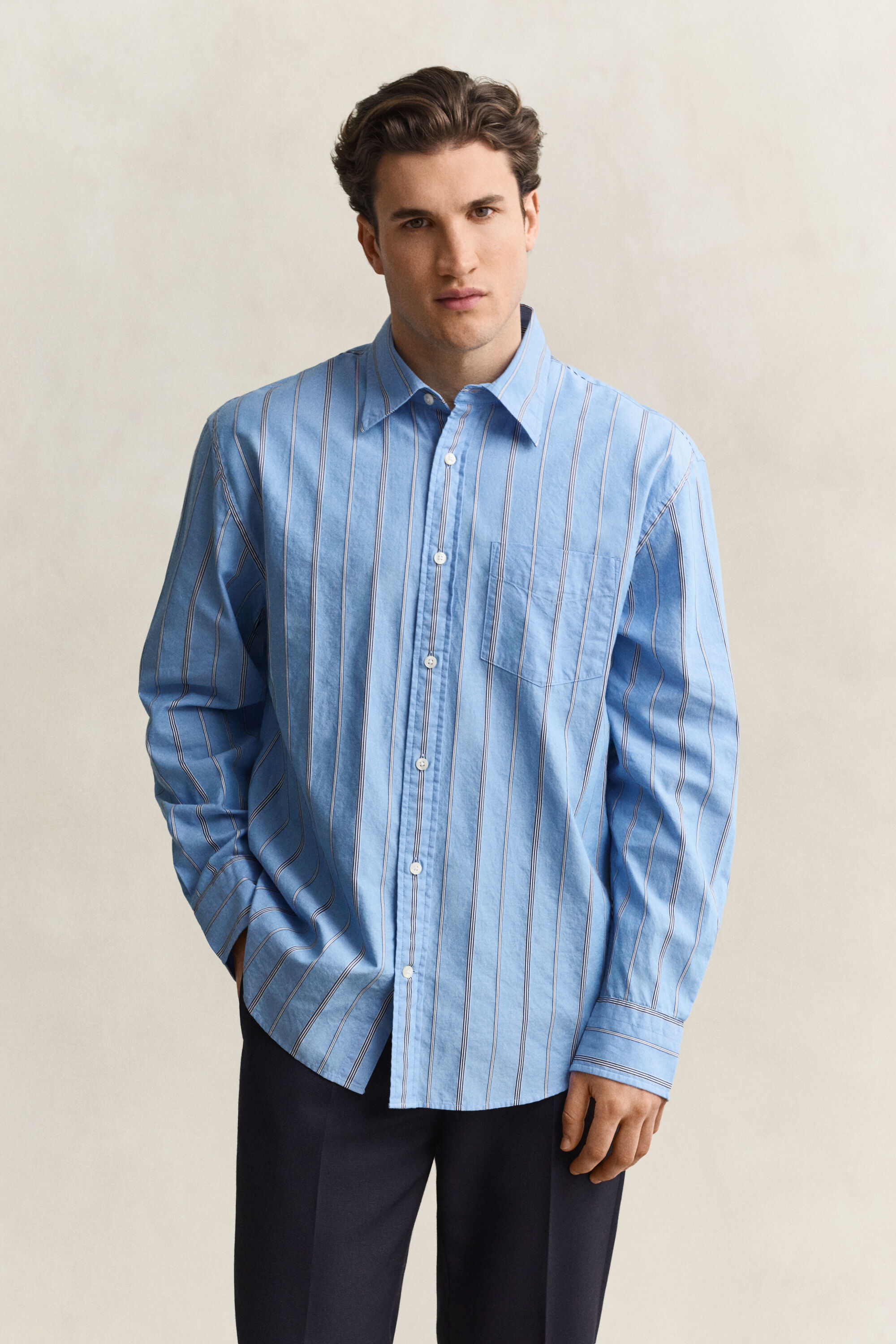 Relaxed Fit Dobby Stripe Hemd