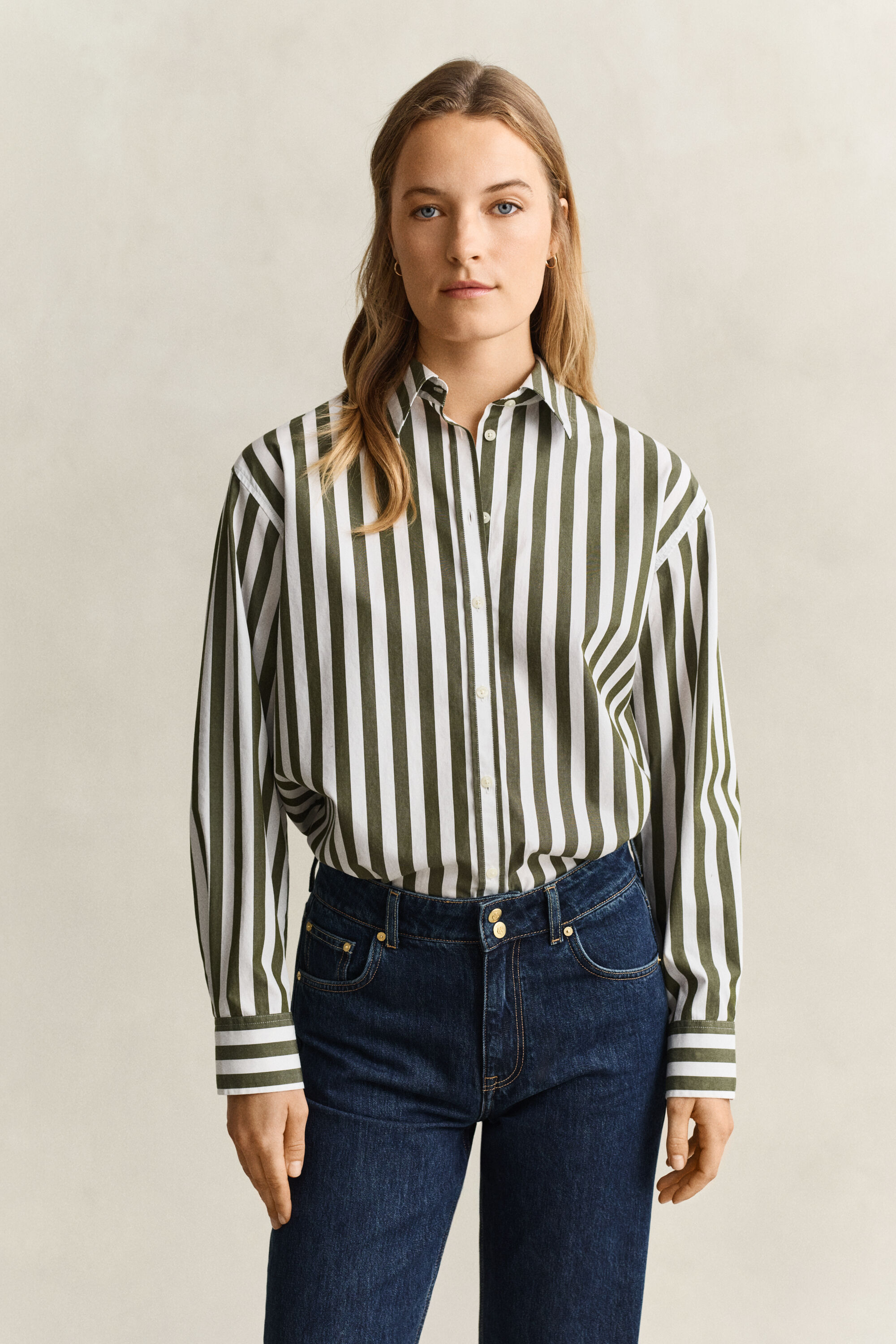 Relaxed Fit Popeline Bluse mit Streifen