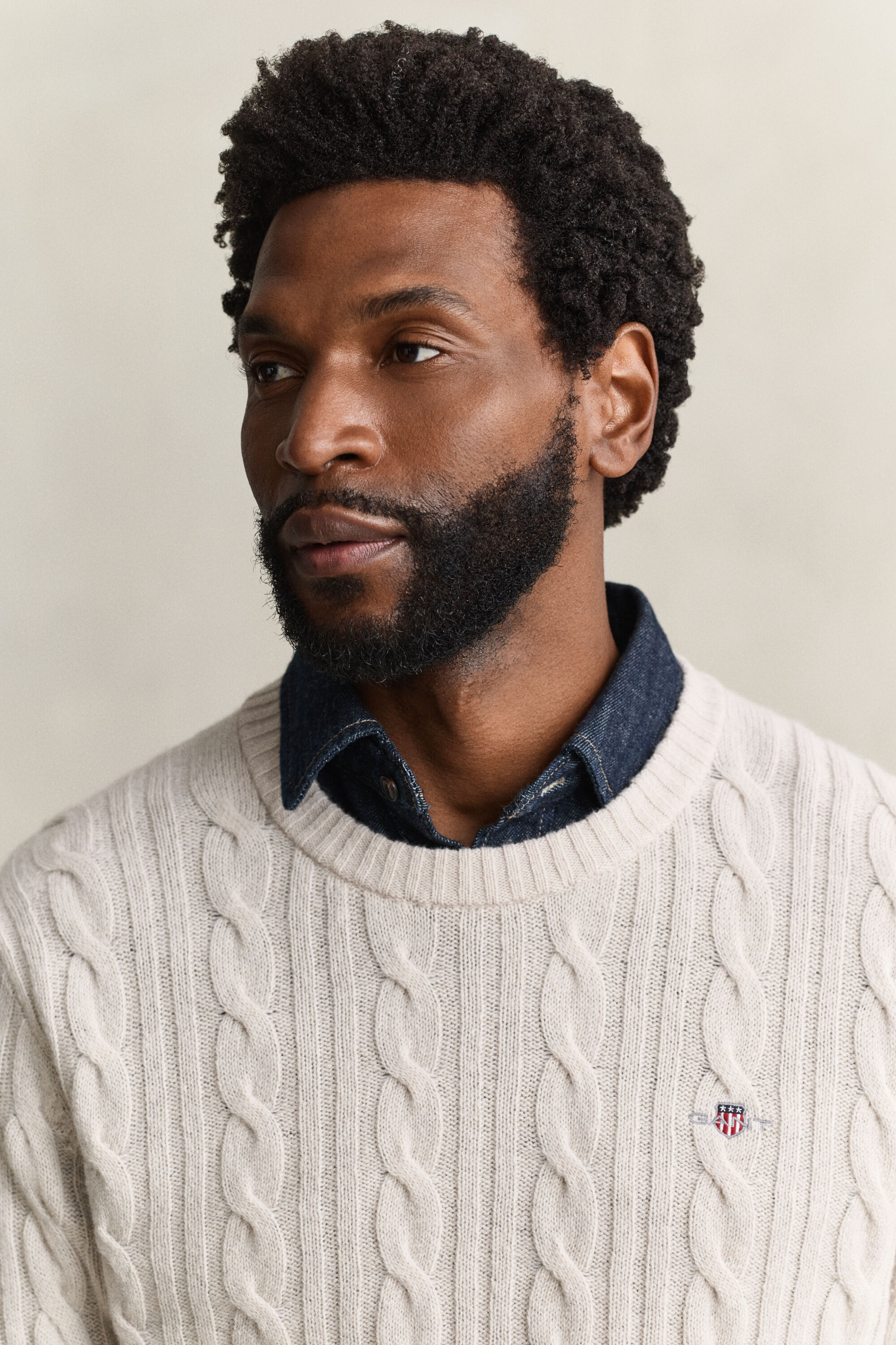 Lambswool Zopfstrick Rundhalspullover