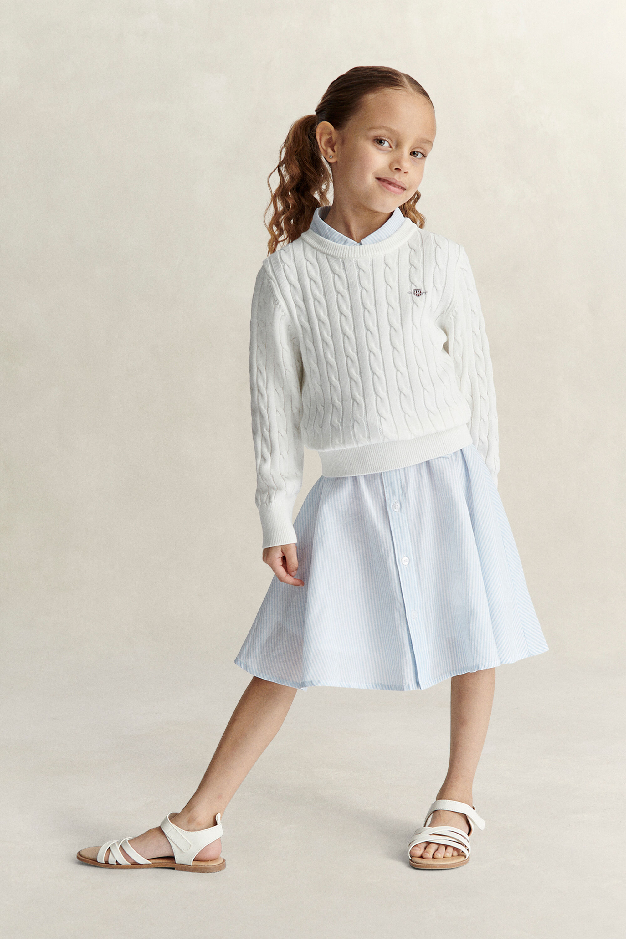 Girls Shield Pullover mit Zopfstrickmuster