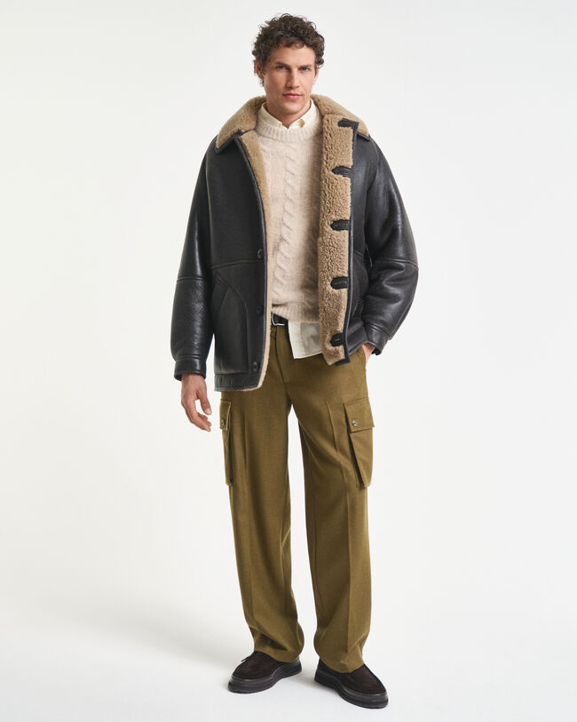 Shearling-Lederjacke