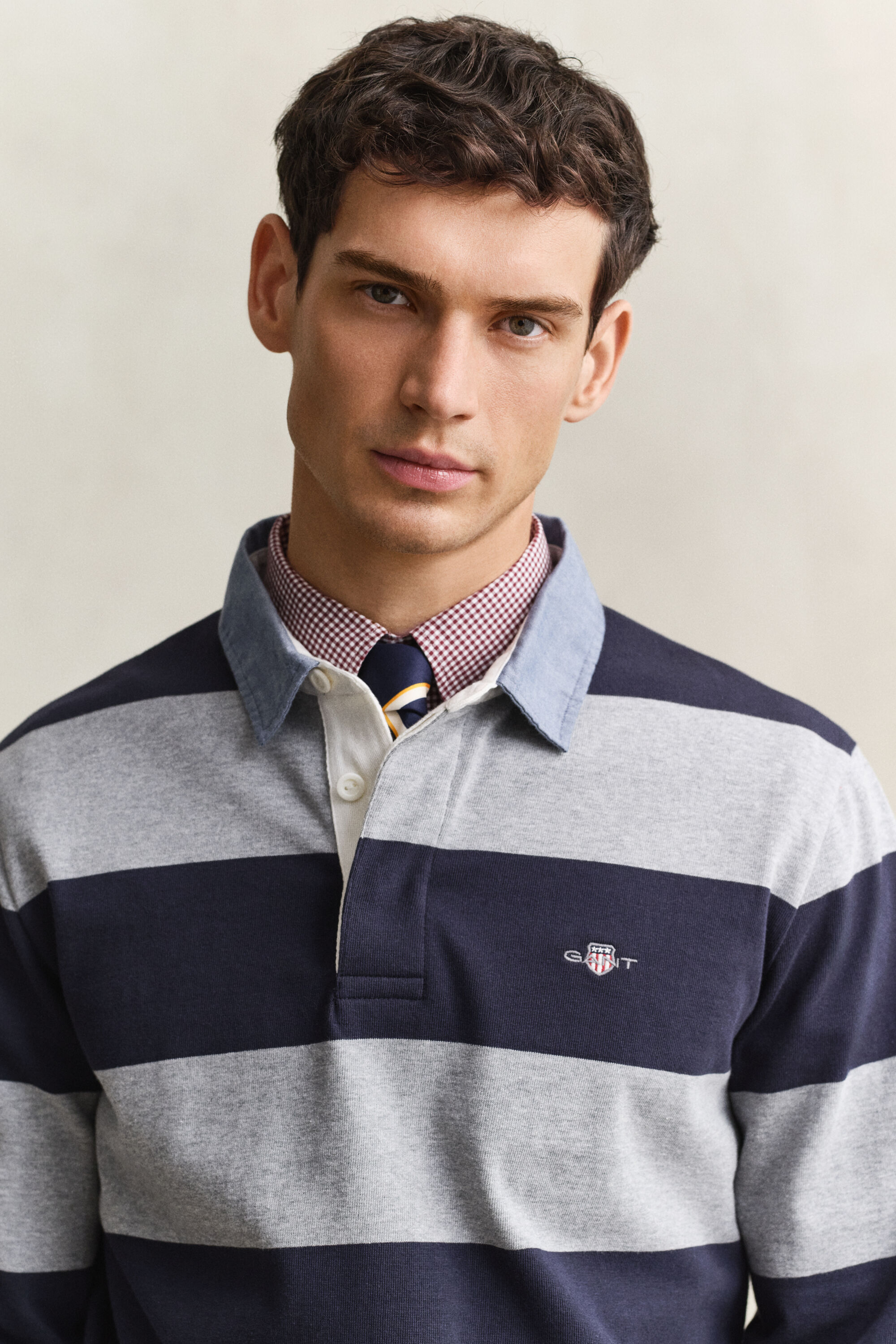 Gestreiftes Heavy Rugger mit Chambray-Kragen
