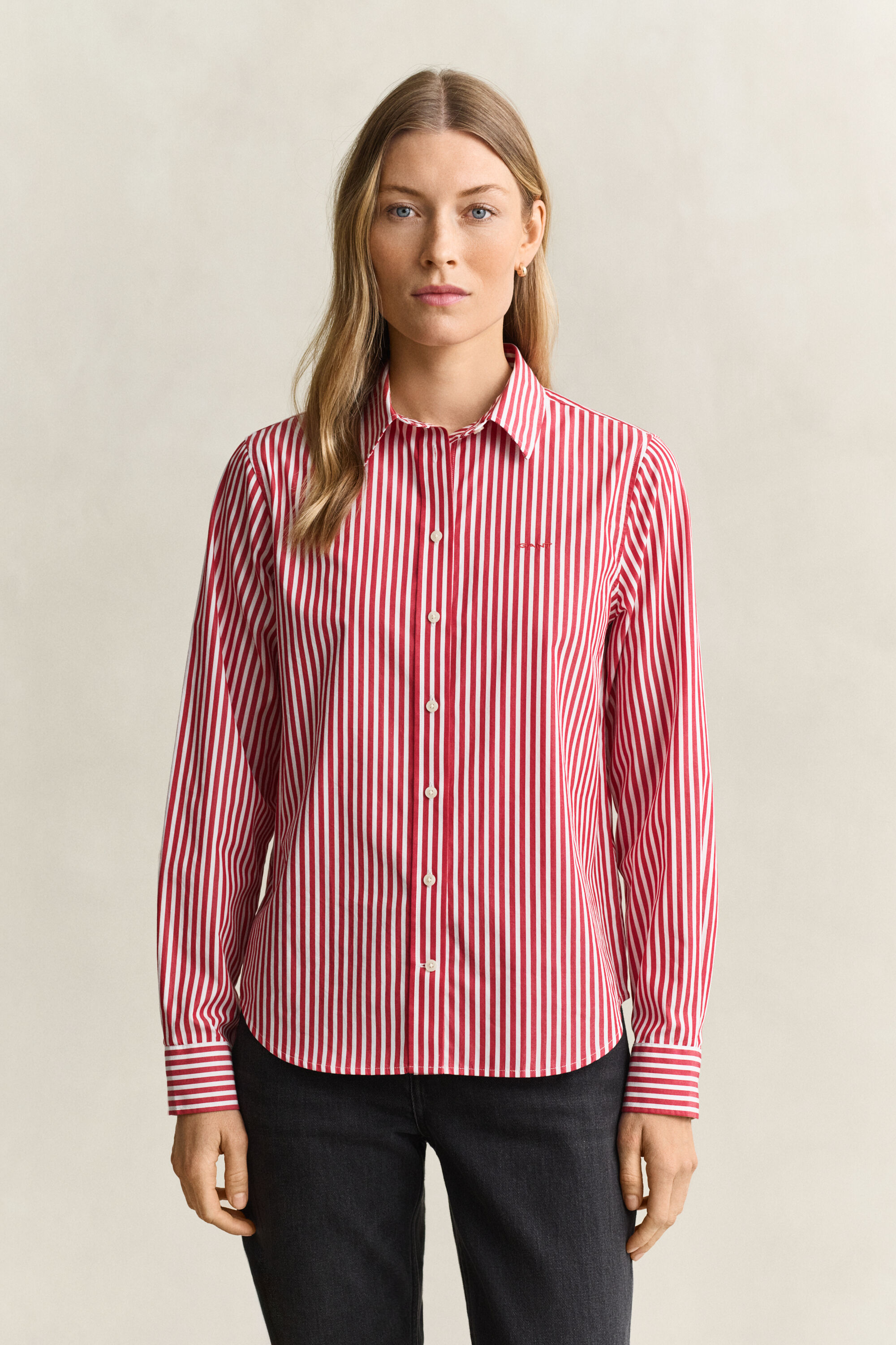 Popeline-Bluse im Regular Fit mit Streifen