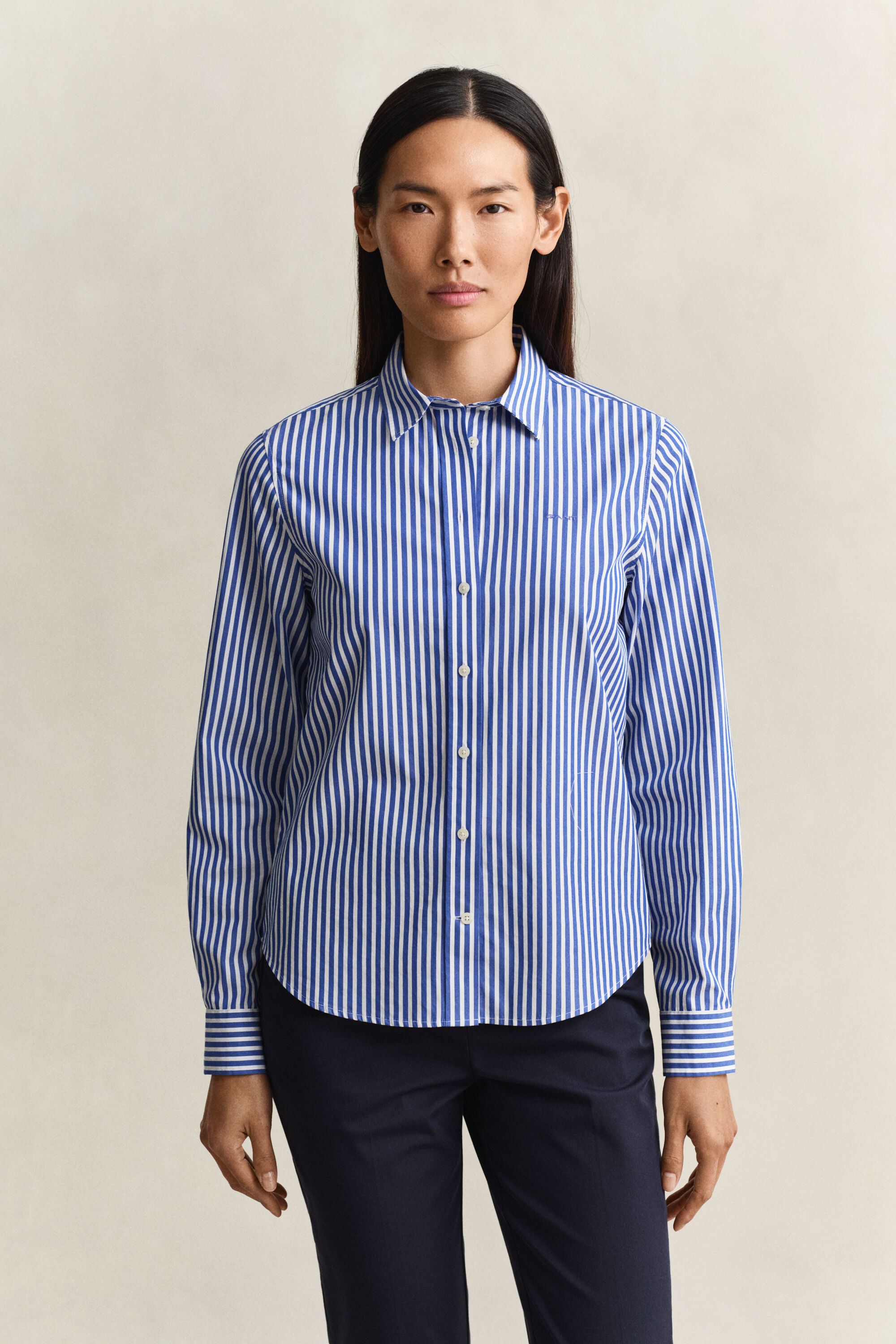 Regular Fit Classic Popeline-Bluse mit Streifen