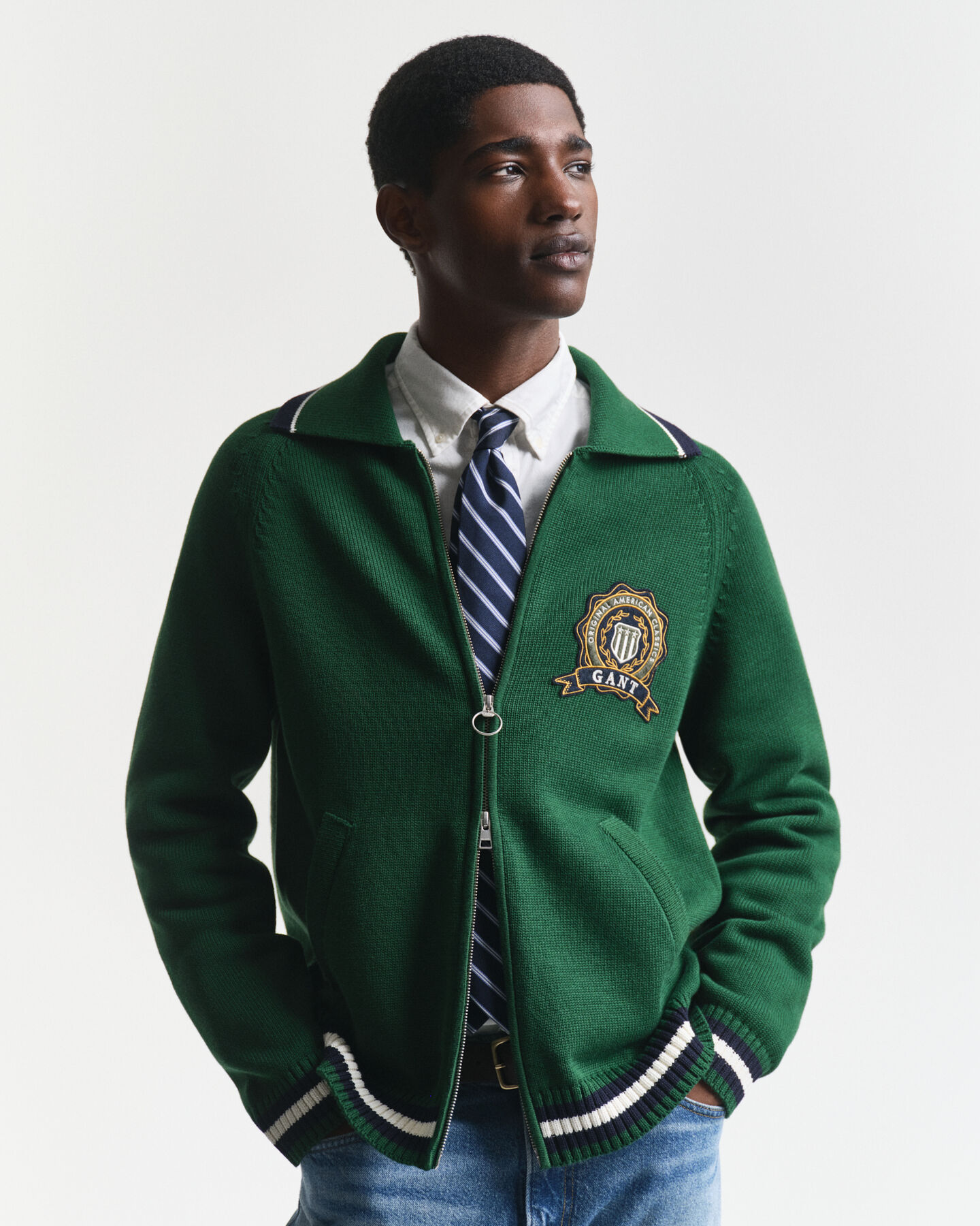 GANT 1949 Graphic Strickjacke mit Rei&szlig;verschluss