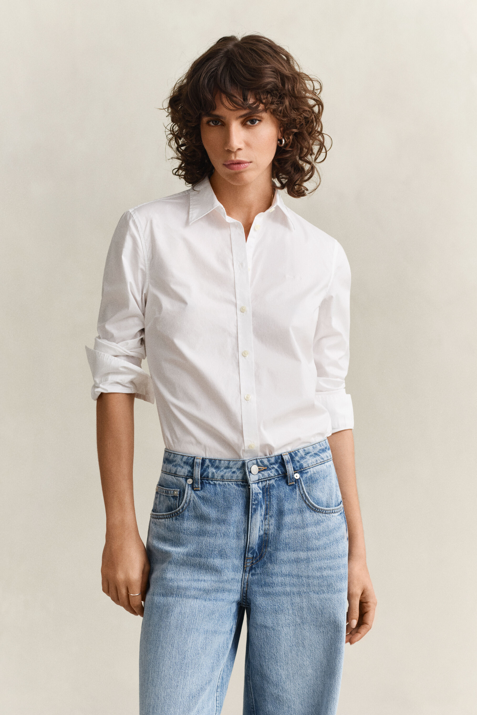 Slim Fit Popeline Bluse