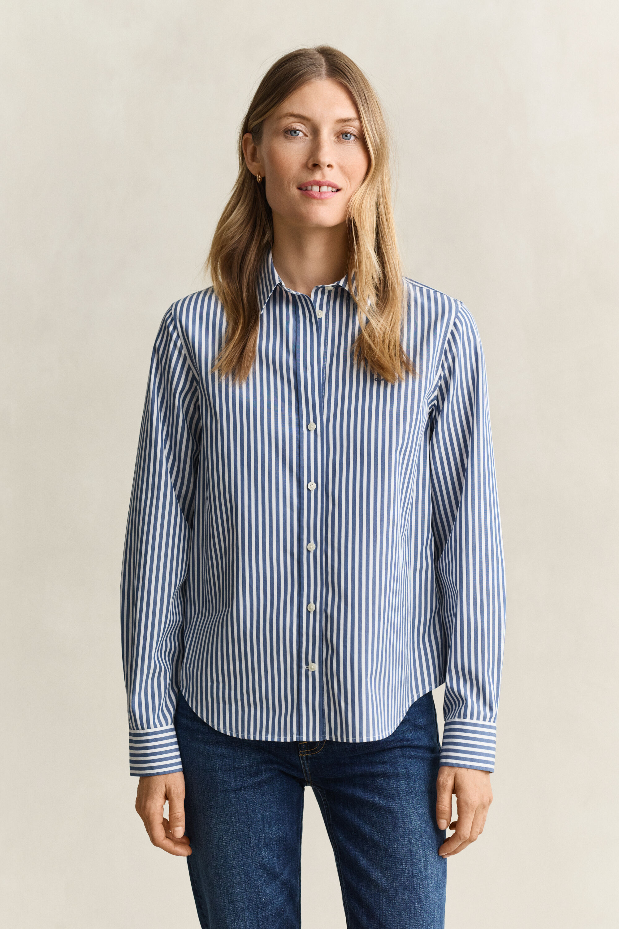 Popeline-Bluse im Regular Fit mit Streifen
