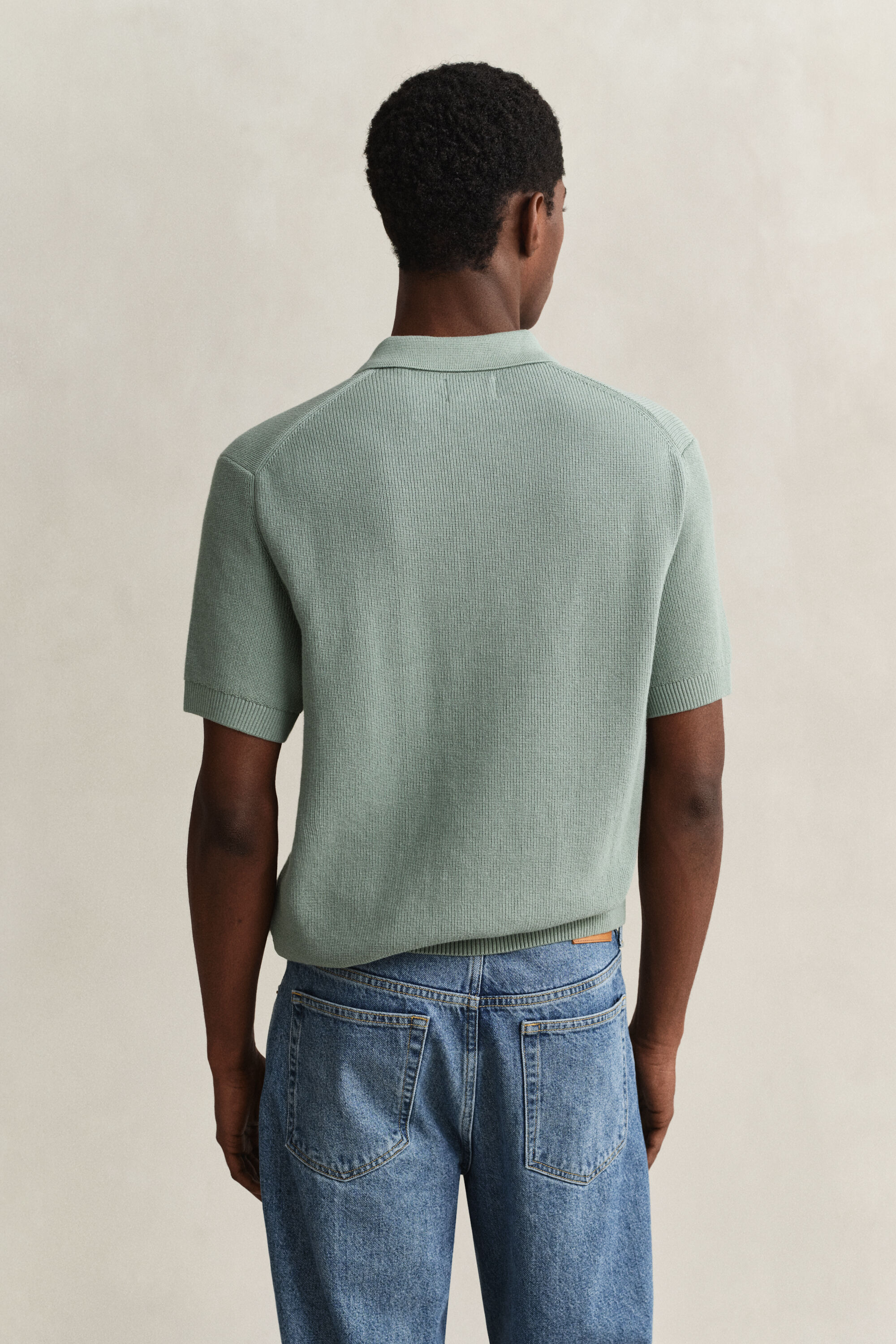 Gerippter Polopullover aus Baumwolle