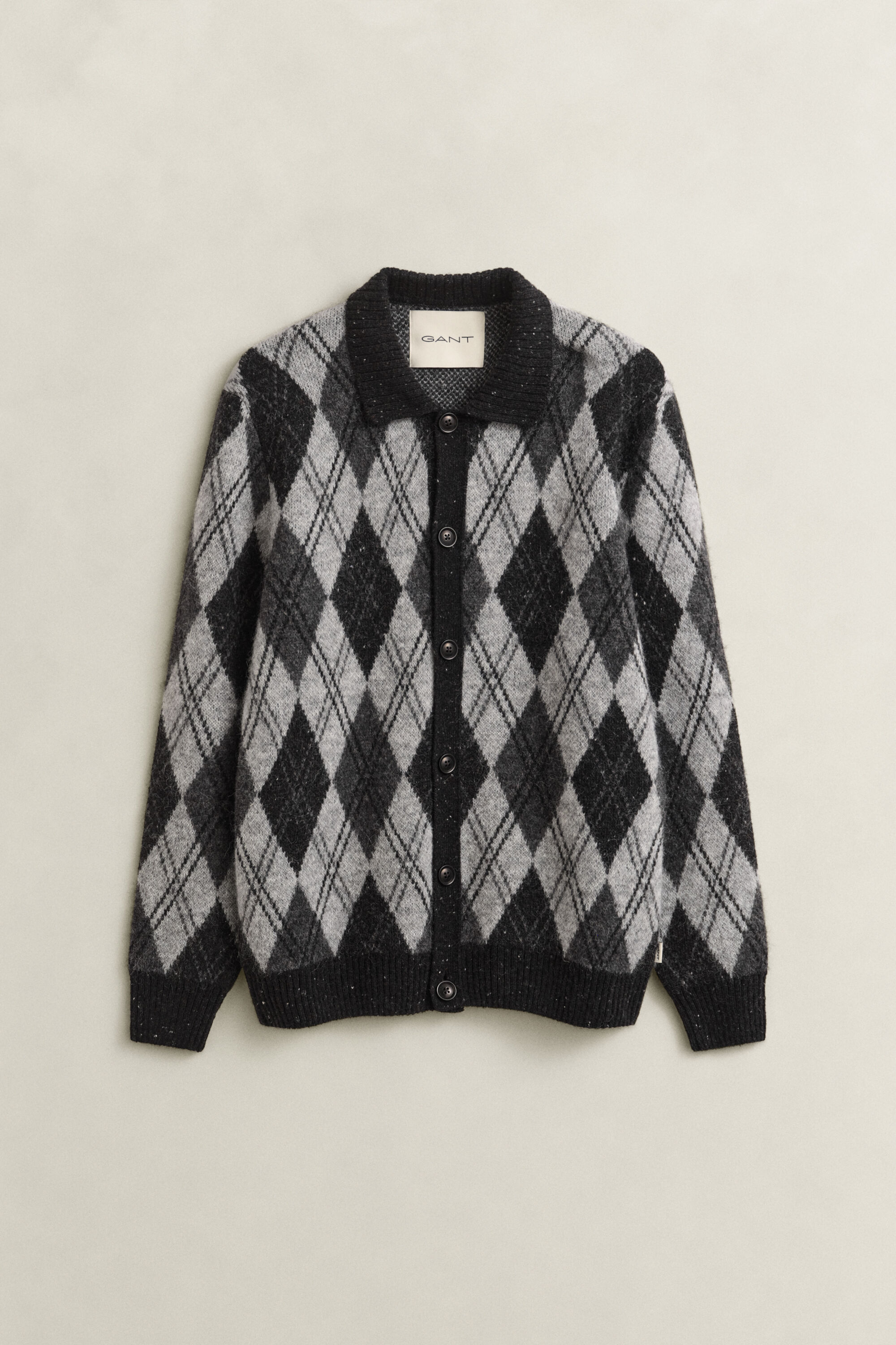 Argyle Polopullover aus Alpakagemisch