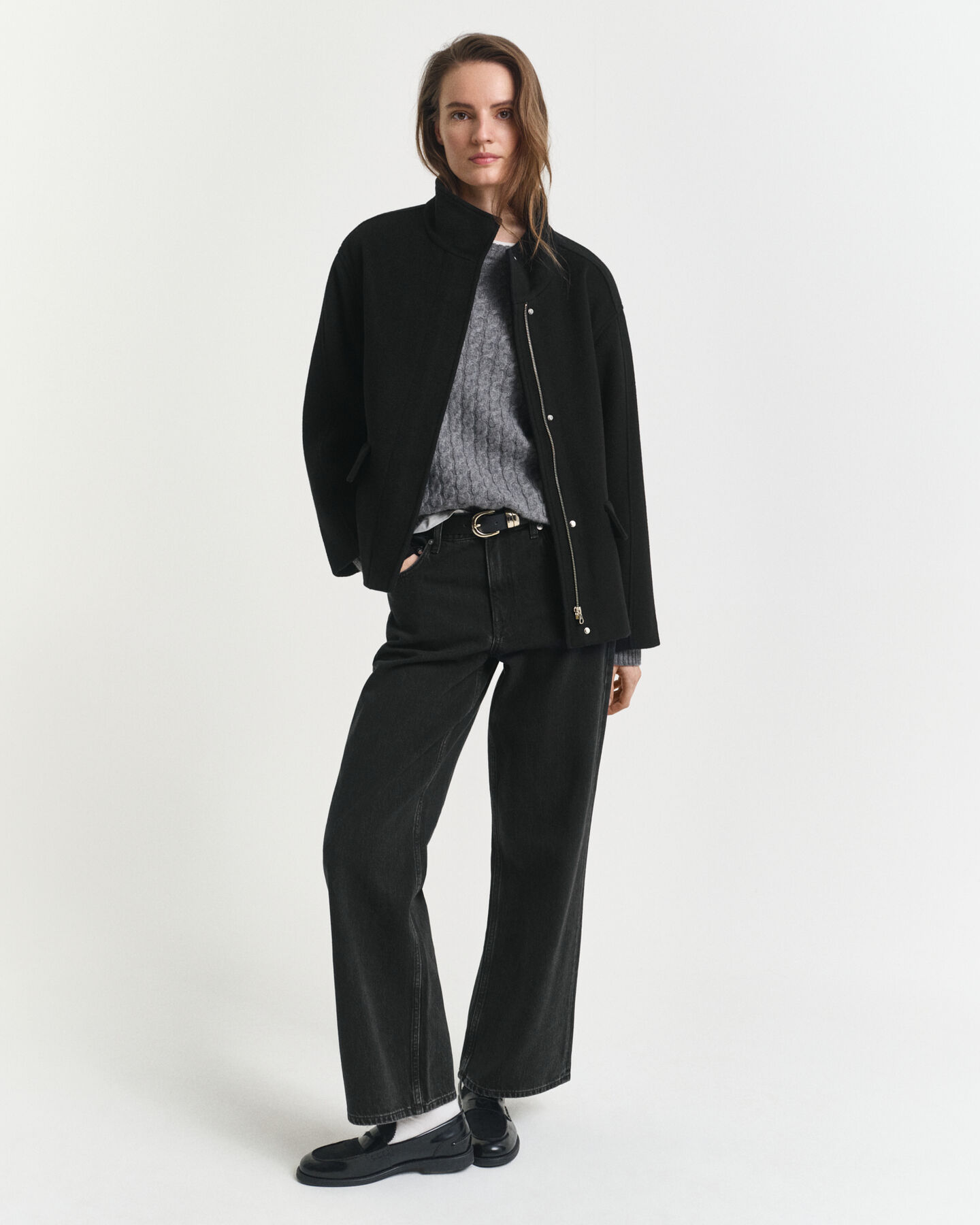 Kurze Rei&szlig;verschlussjacke aus Wolle