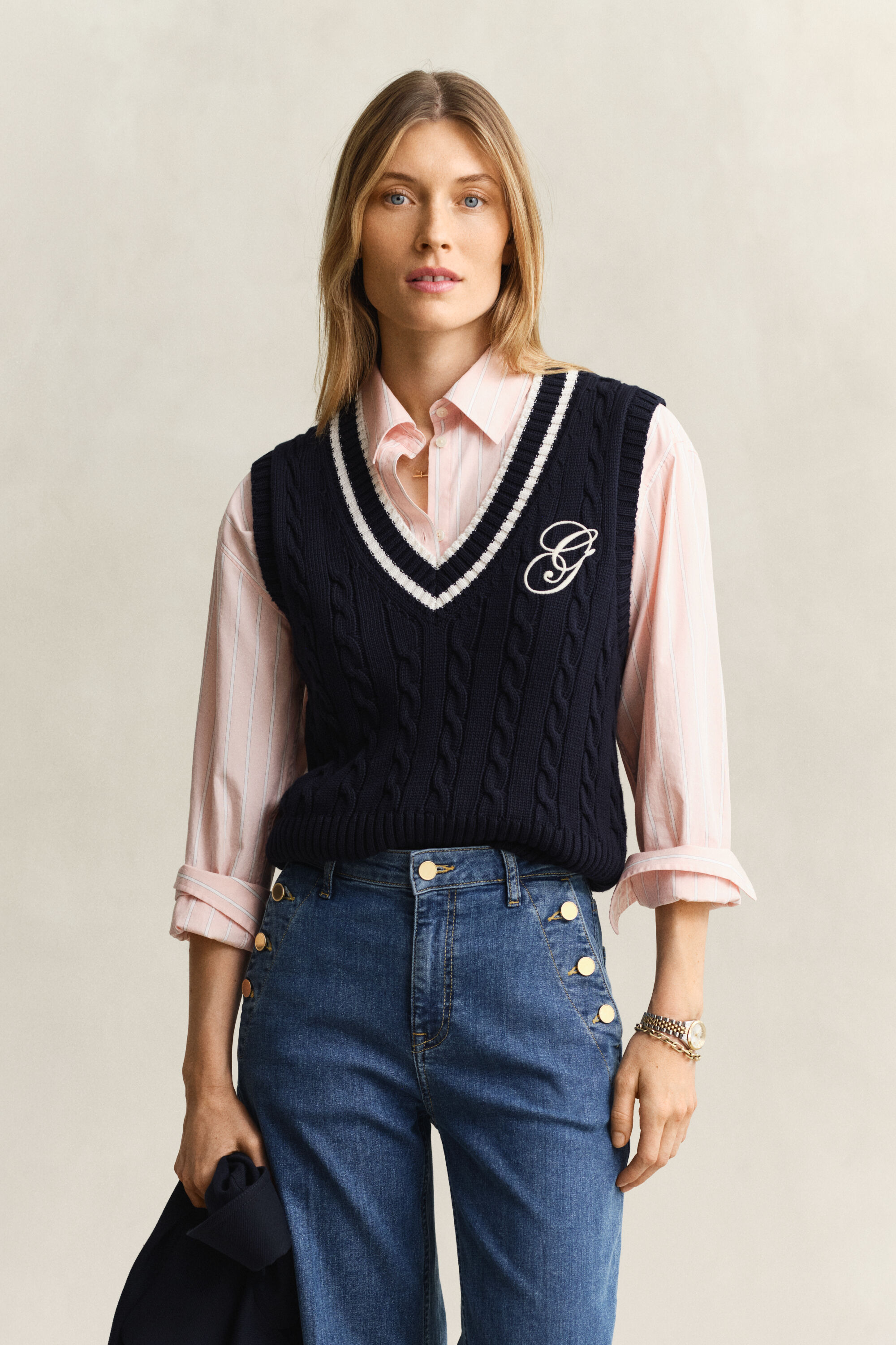 Zopfstrick Pullunder aus Baumwolle