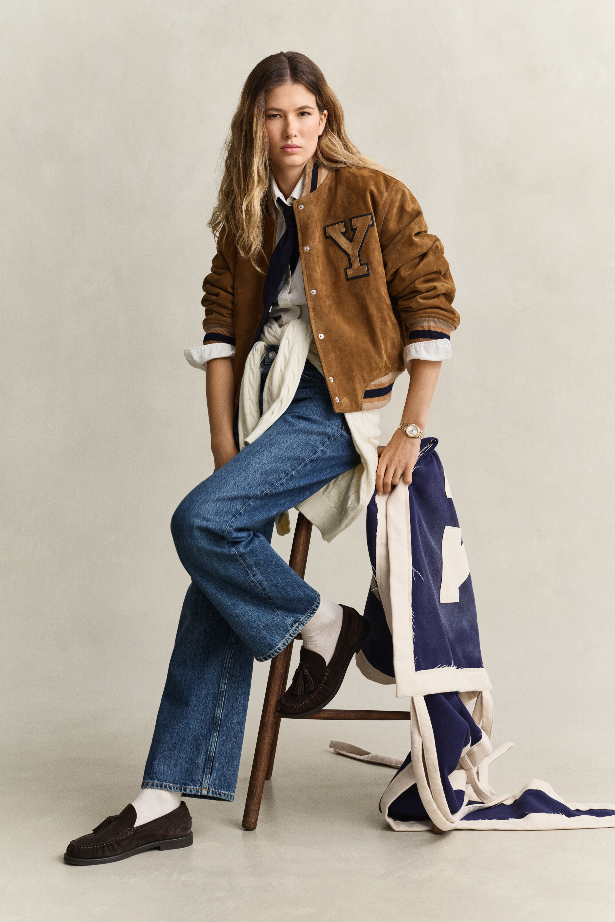 Gant x Yale Varsity Jacket aus Veloursleder