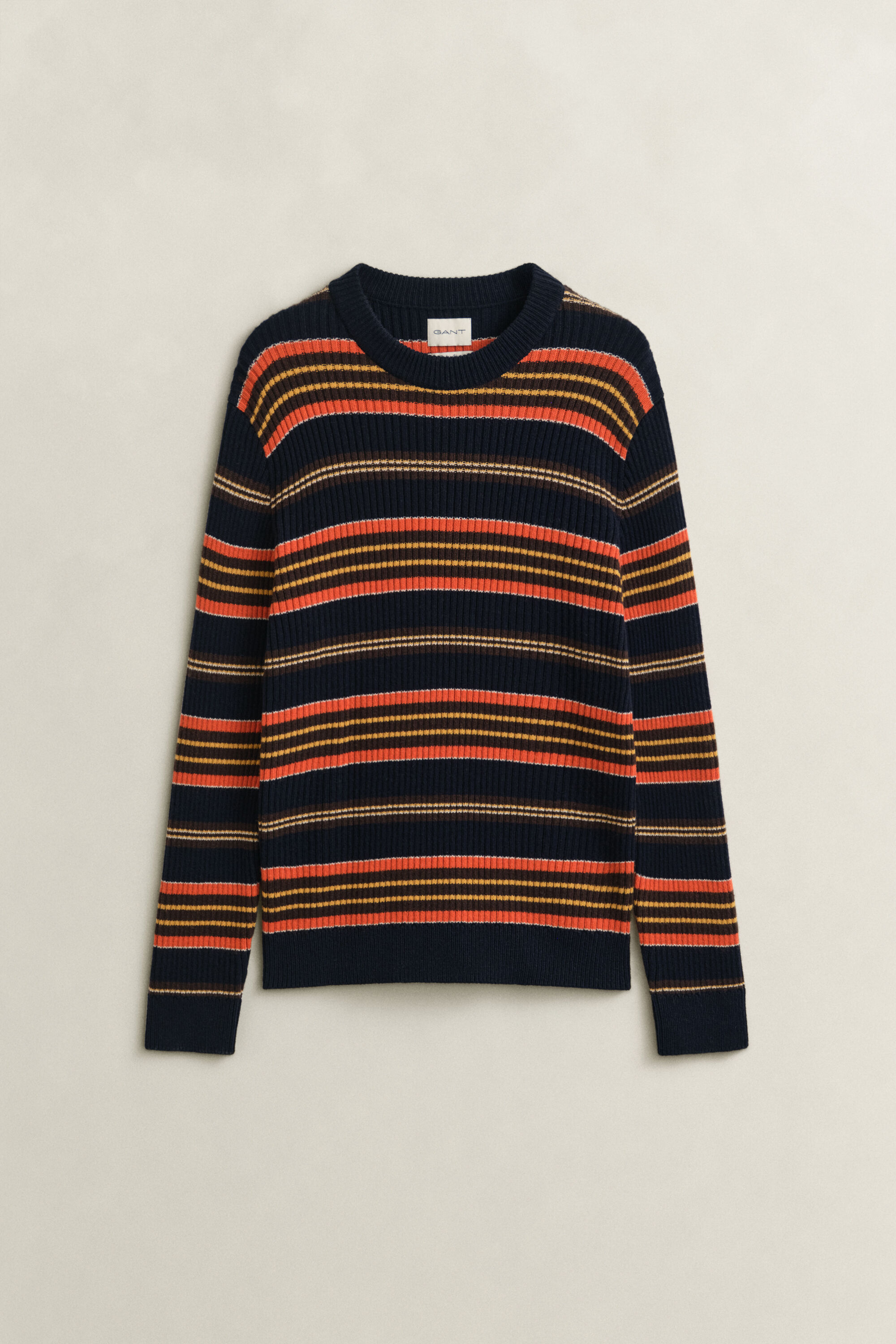 Gerippter Pullover mit Streifen