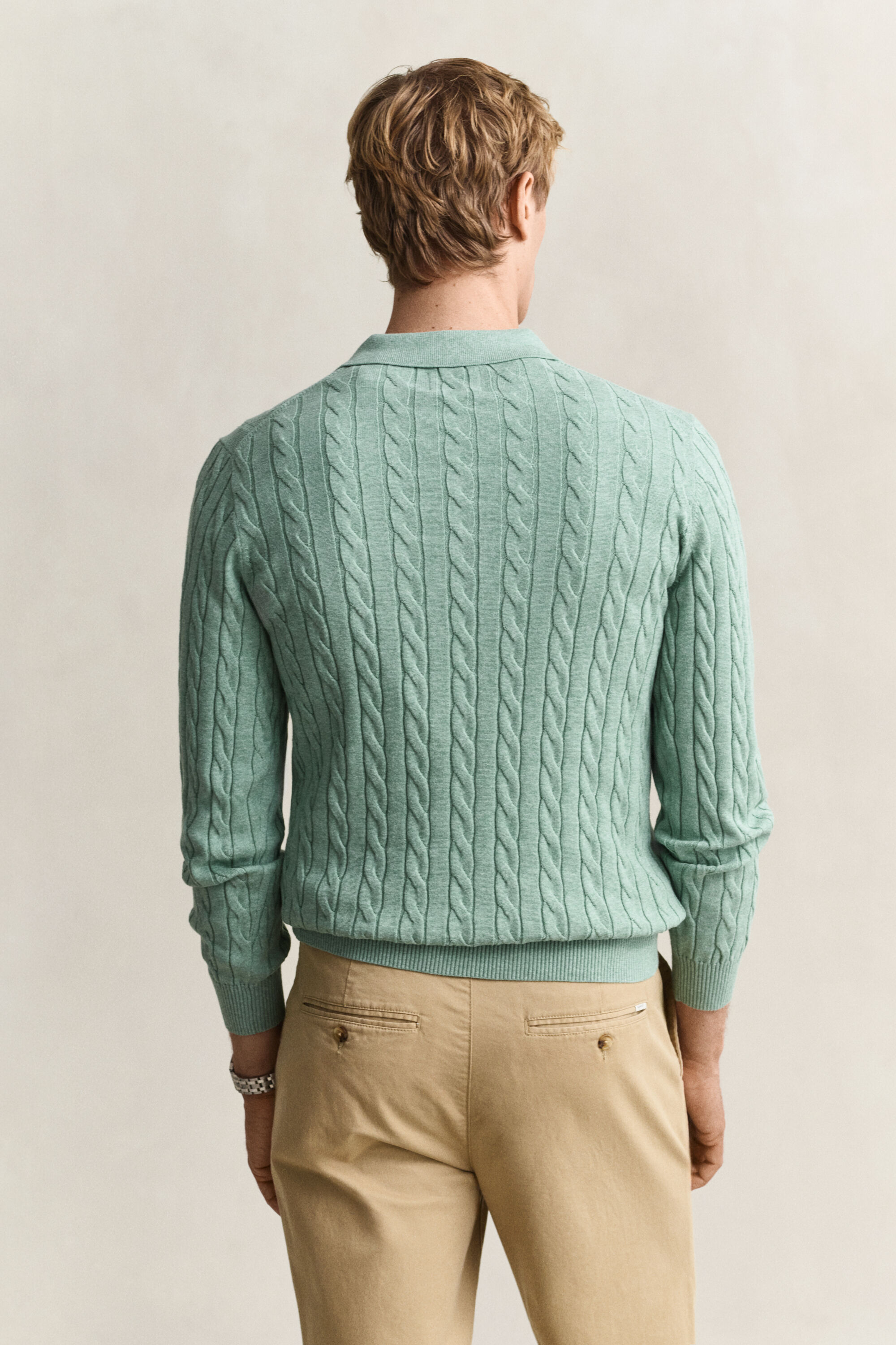 Zopfstrick Polopullover aus Baumwolle
