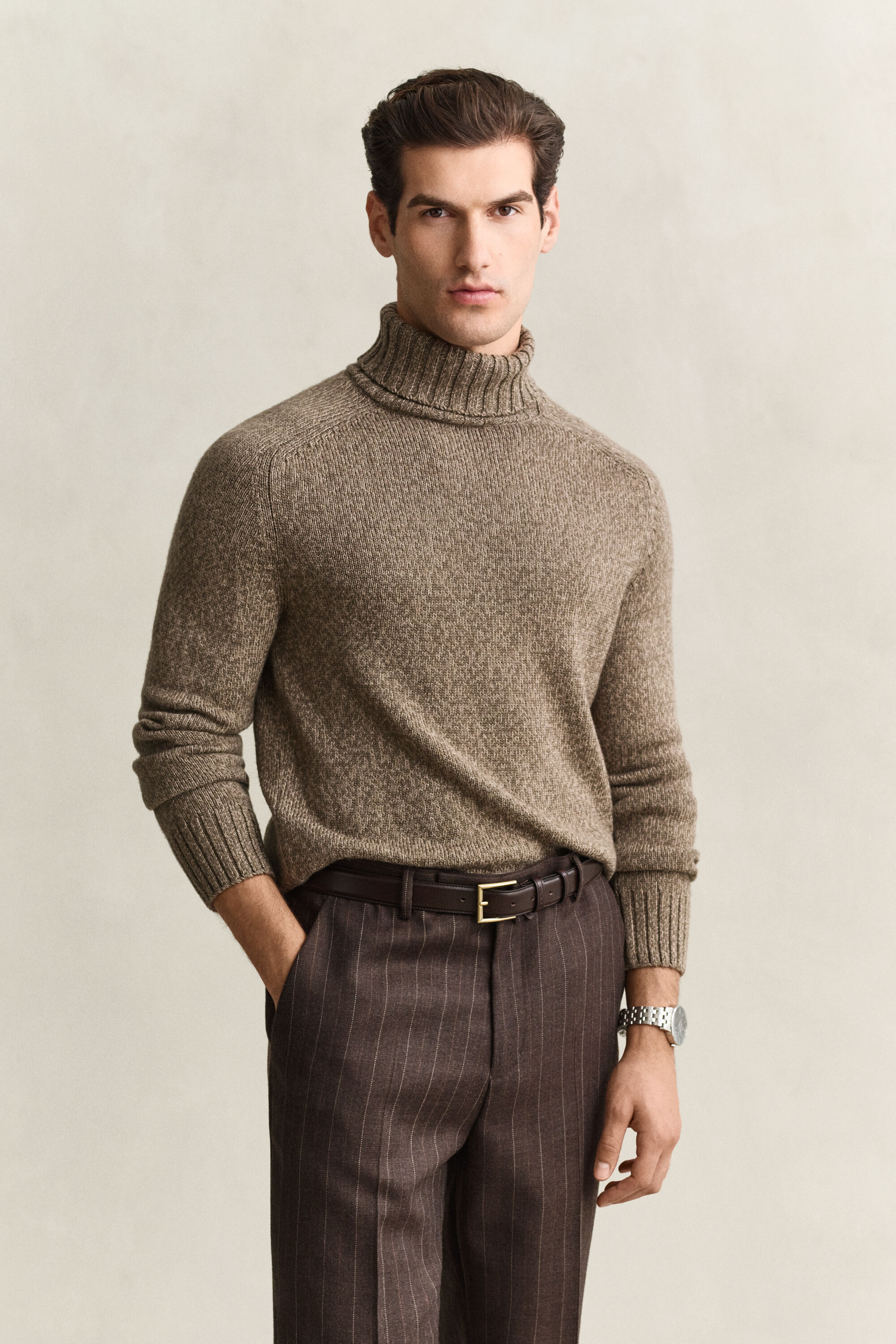 Rollkragenpullover aus Mouliné-Wollgemisch