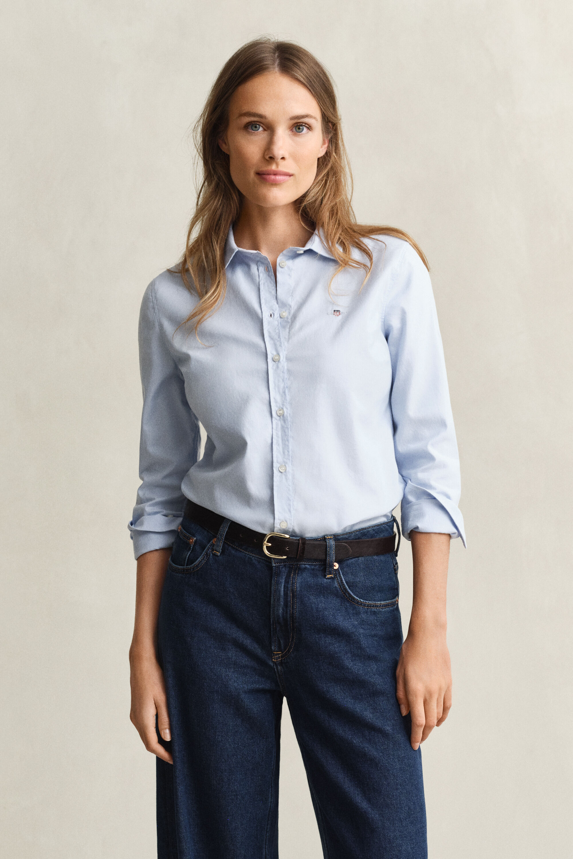 Stretch Oxford-Bluse