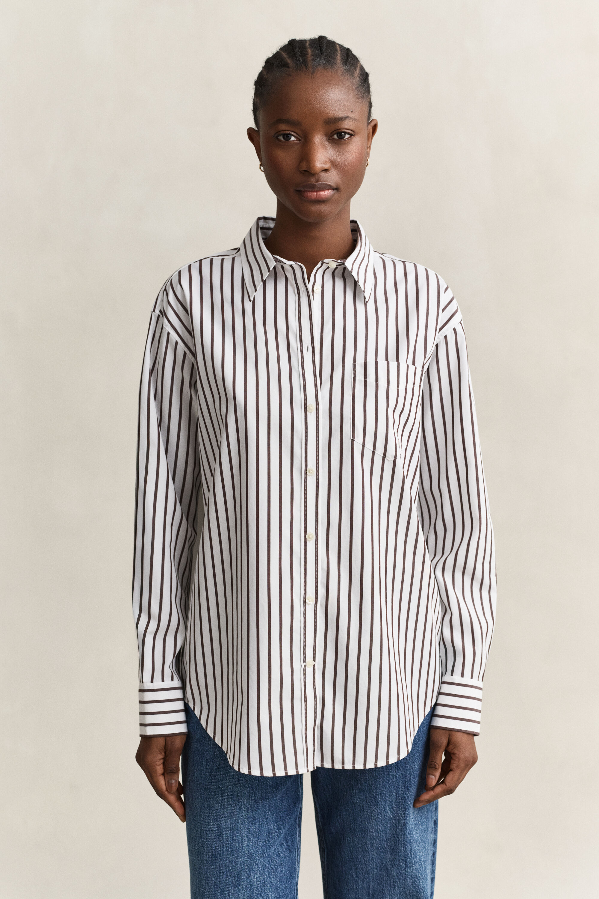 Relaxed Fit Classic Popeline-Bluse mit Streifen