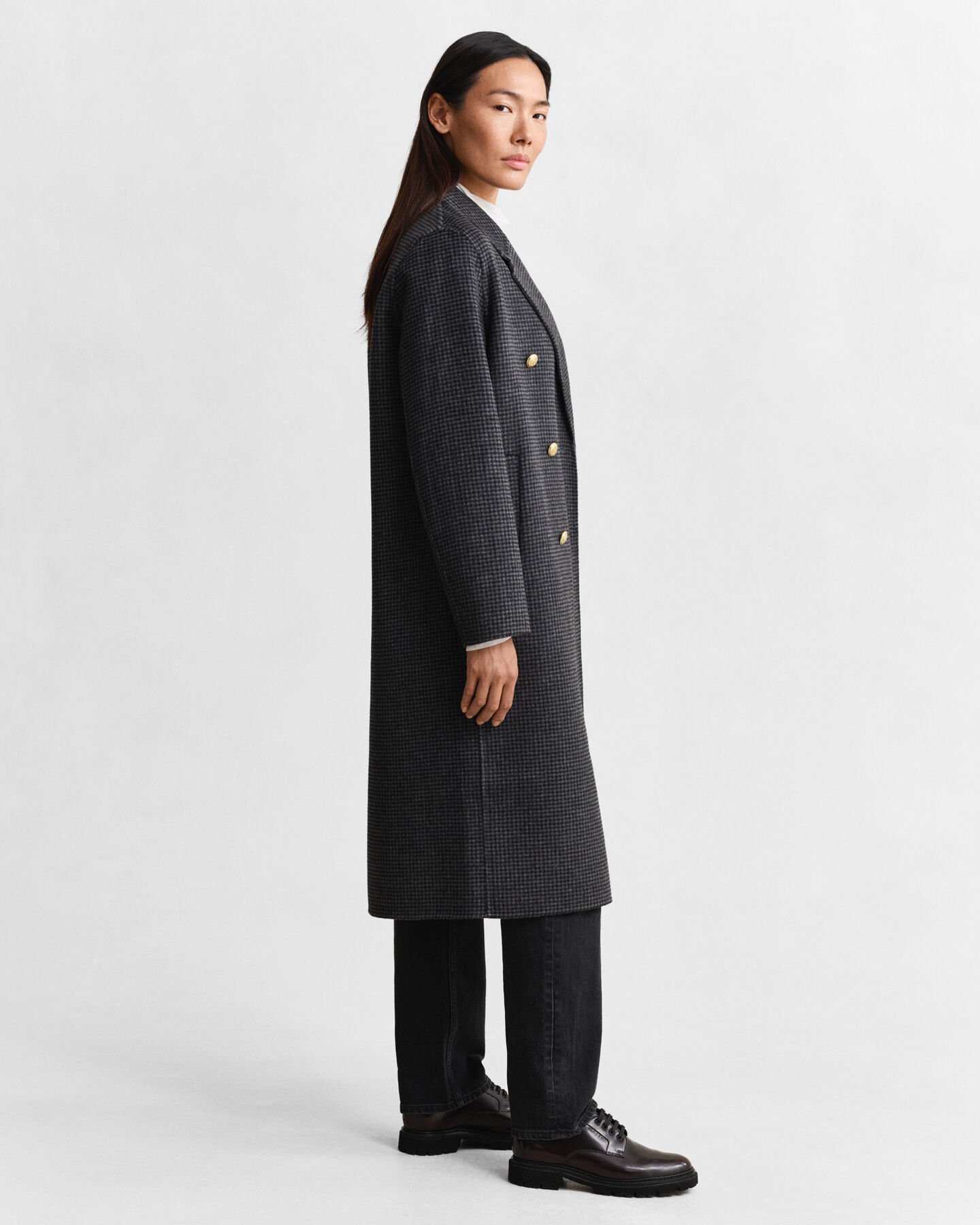 Handgen&auml;hter Mantel mit Karomuster