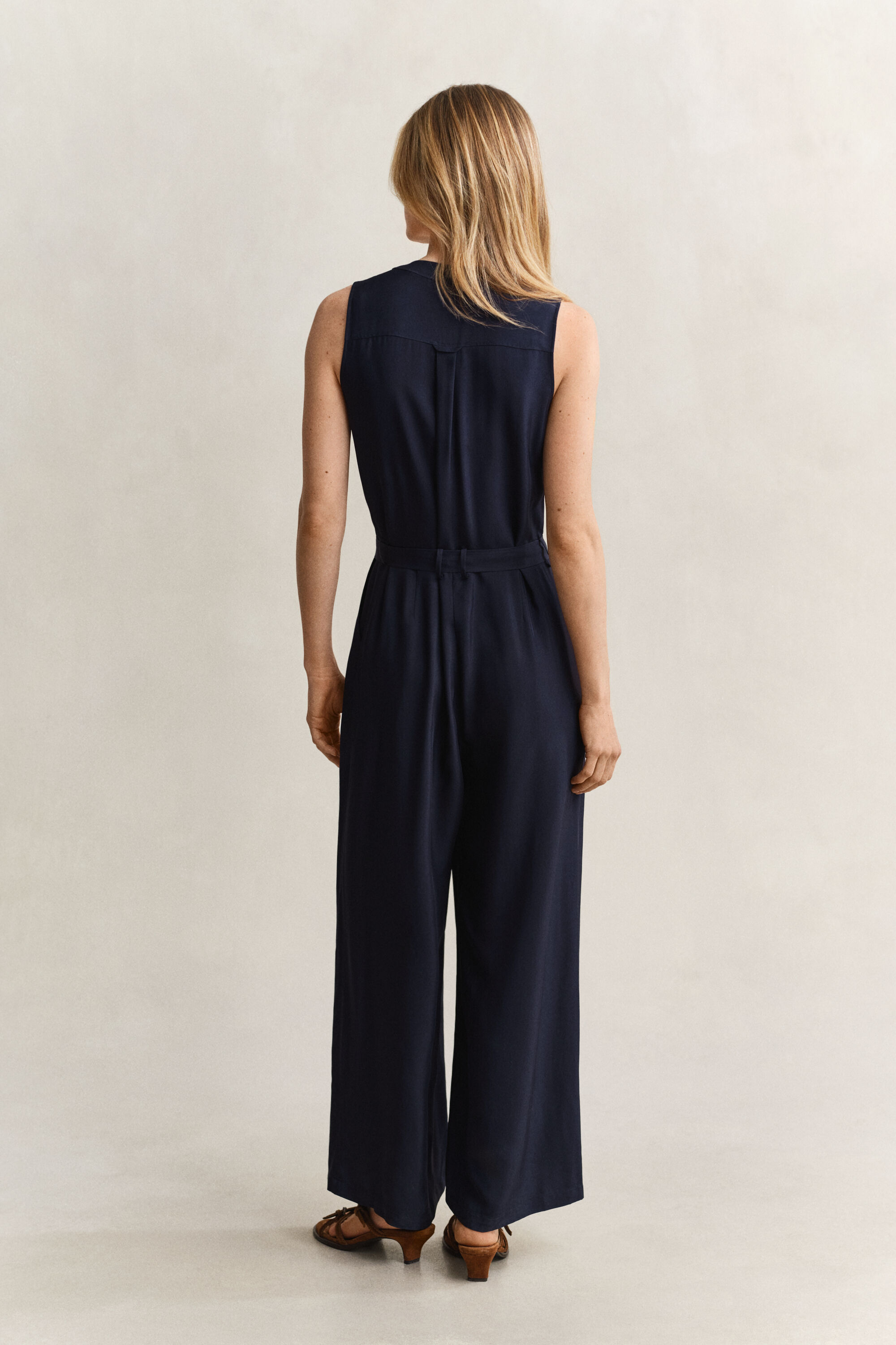Twill Jumpsuit mit Gürtel