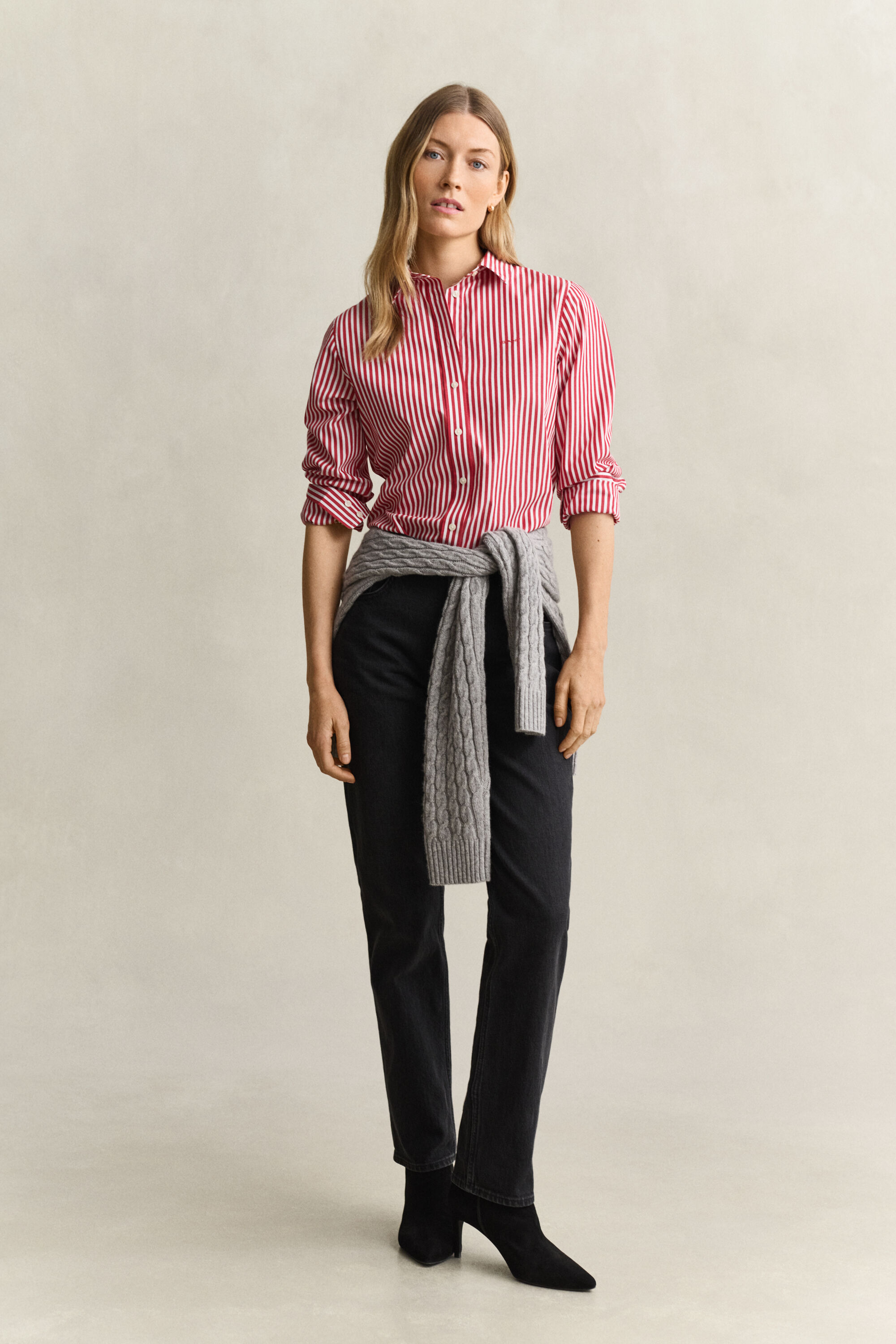 Popeline-Bluse im Regular Fit mit Streifen