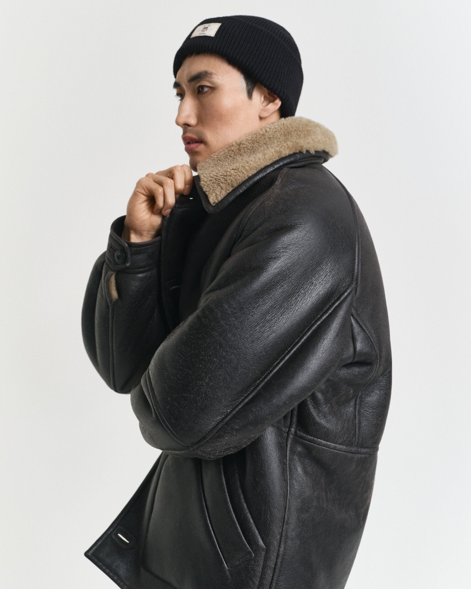 Gerippte Beanie aus Baumwollgemisch