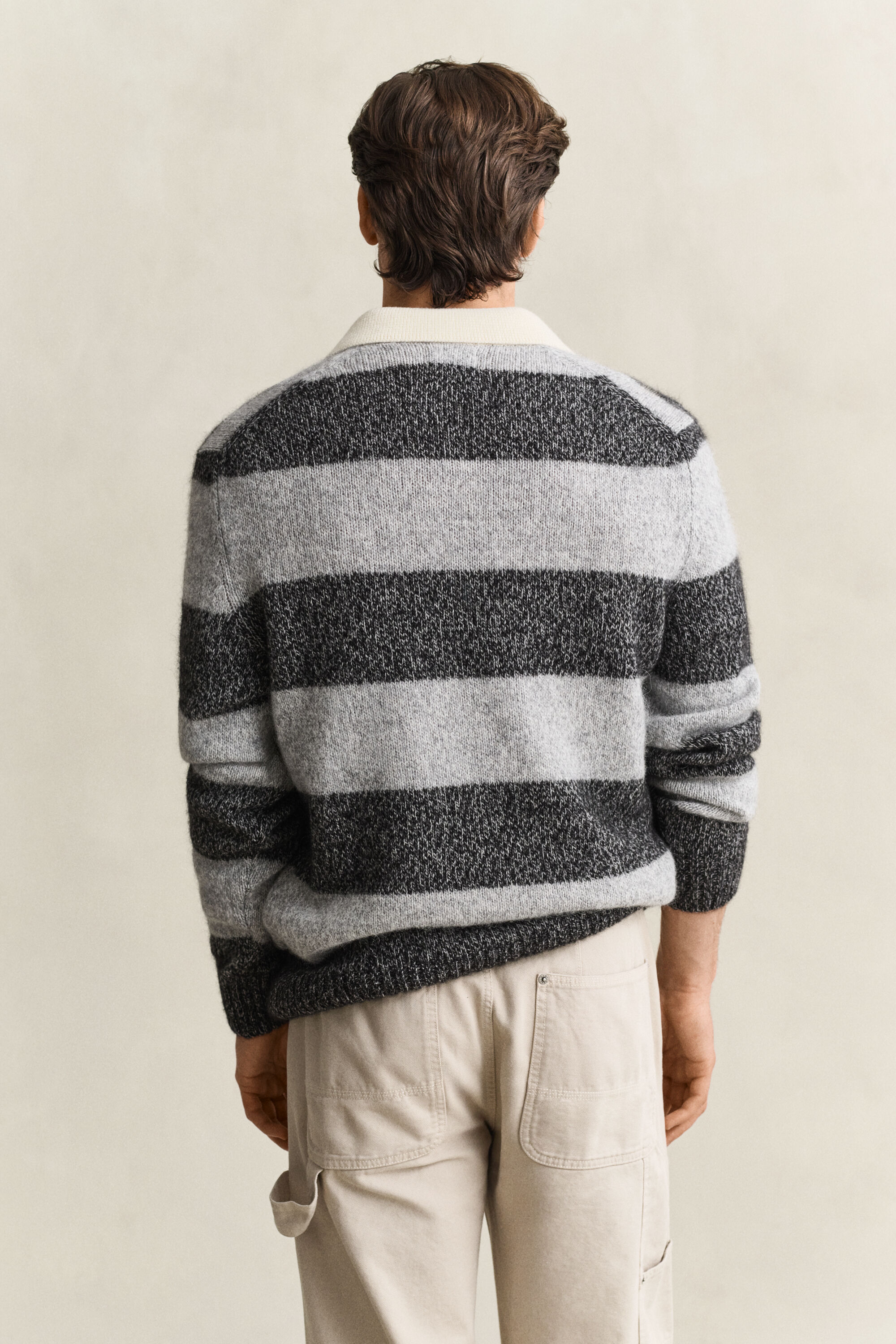 Gestreifter Polopullover aus Alpaka-Woll-Gemisch