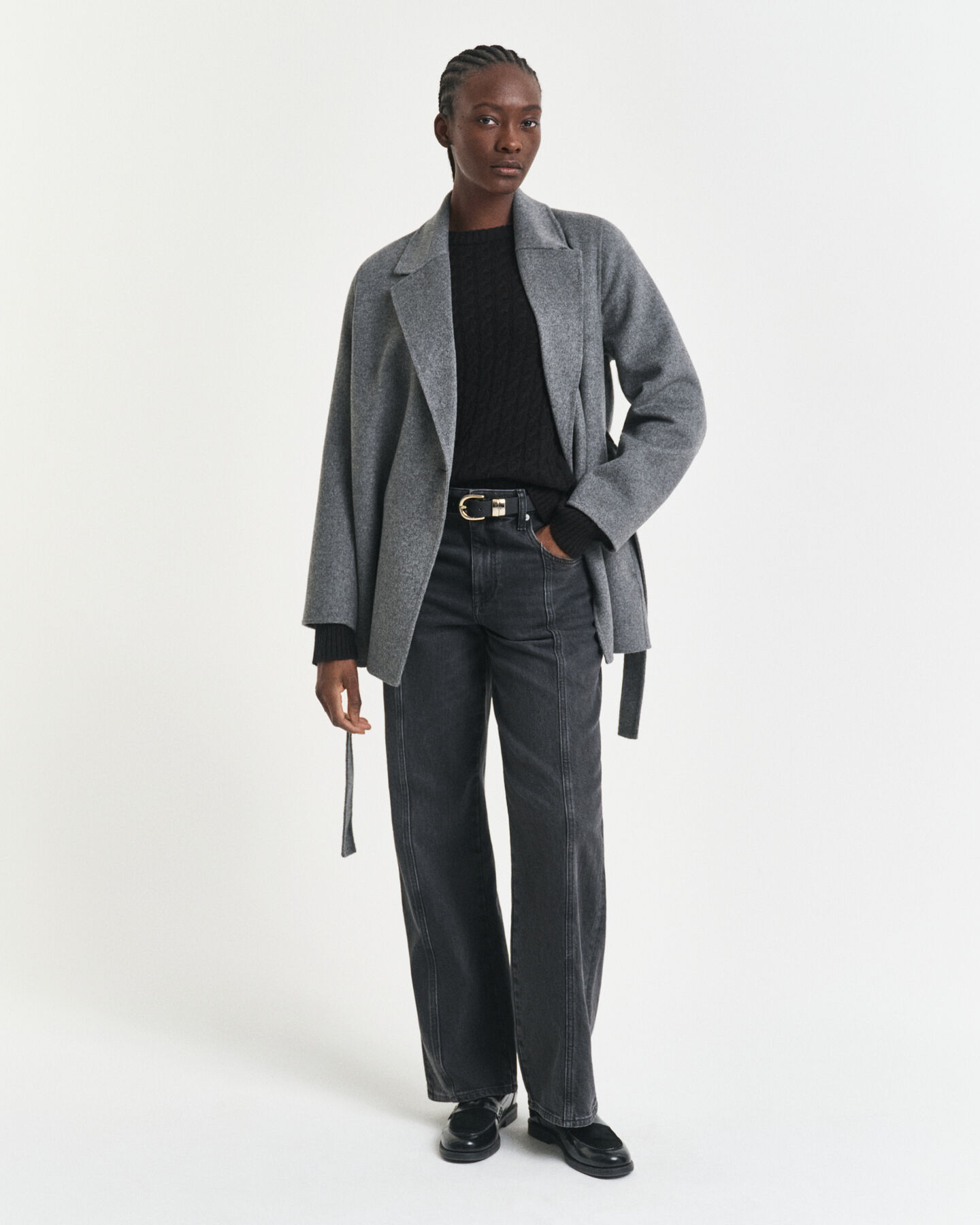 Zopfstrick Rundhalspullover aus Kaschmir